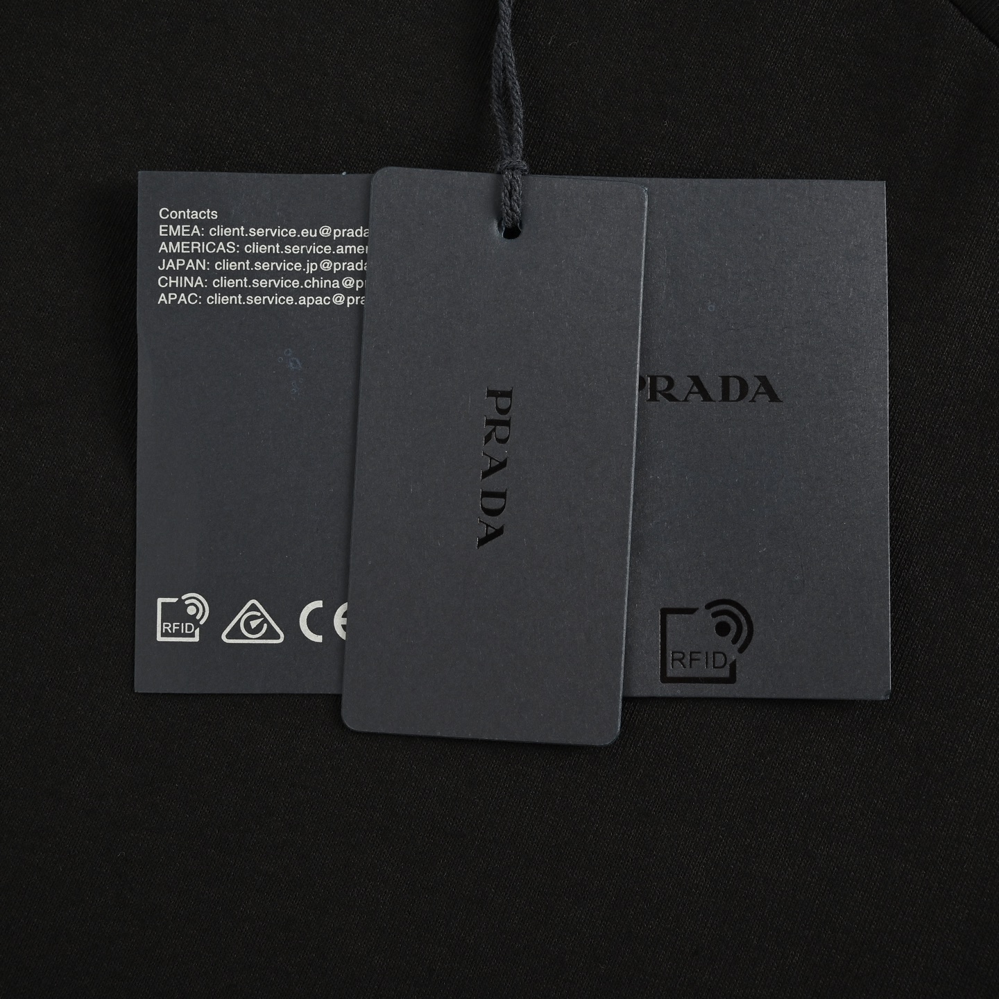 Prada/普拉达假两件拼色圆领长袖T恤