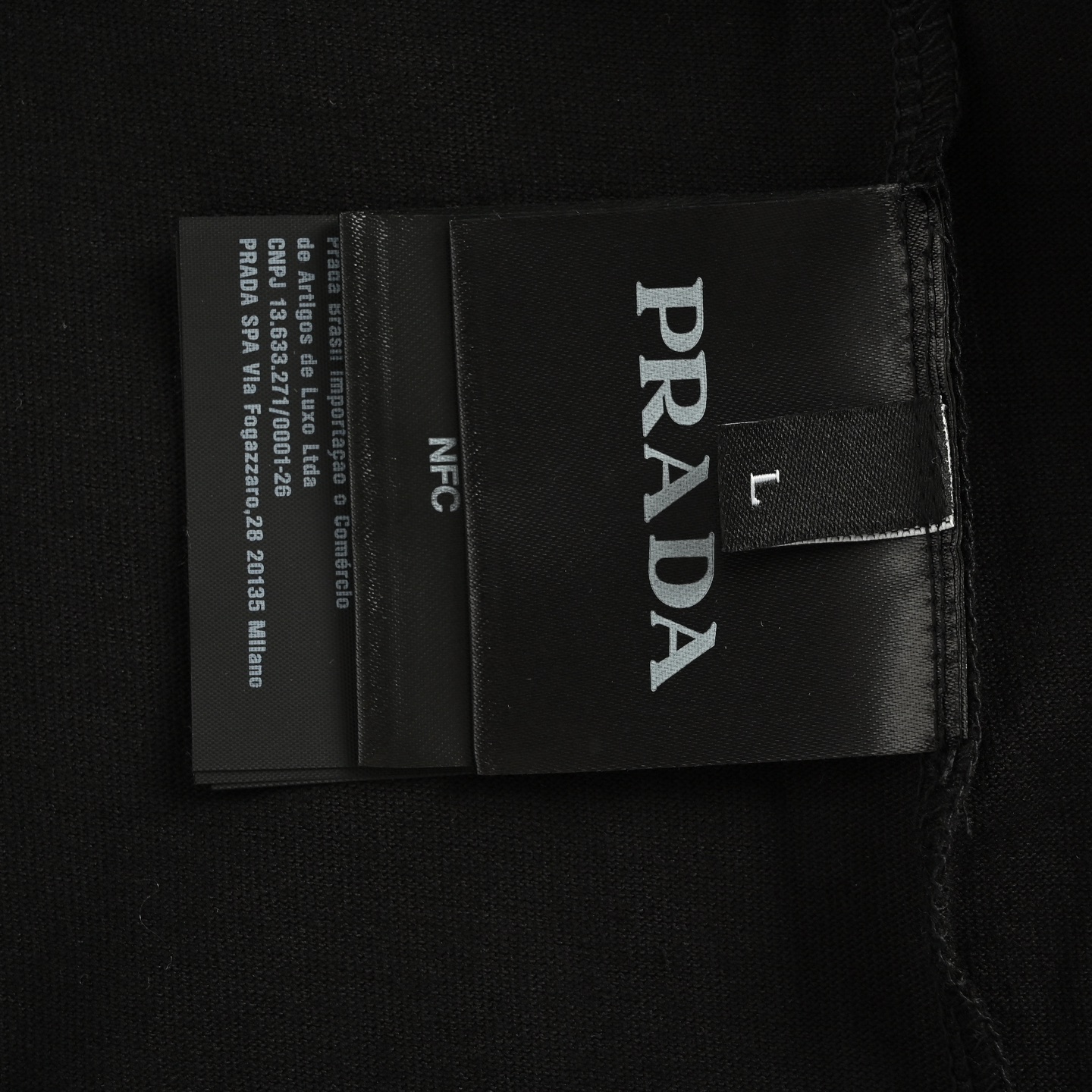 Prada/普拉达假两件拼色圆领长袖T恤
