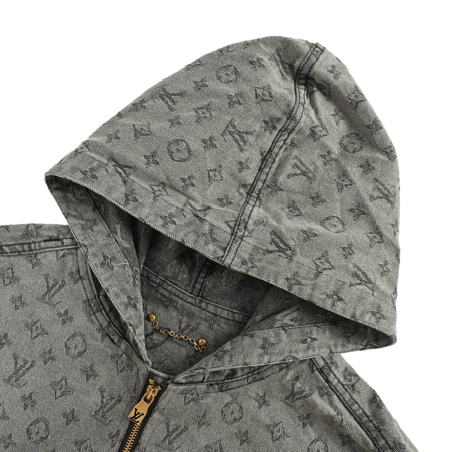 Louis/路易威登 25Fw 满印老花提花拉链连帽牛仔外套