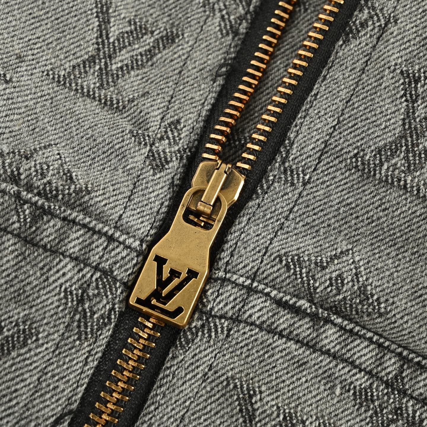 Louis/路易威登 25Fw 满印老花提花拉链连帽牛仔外套