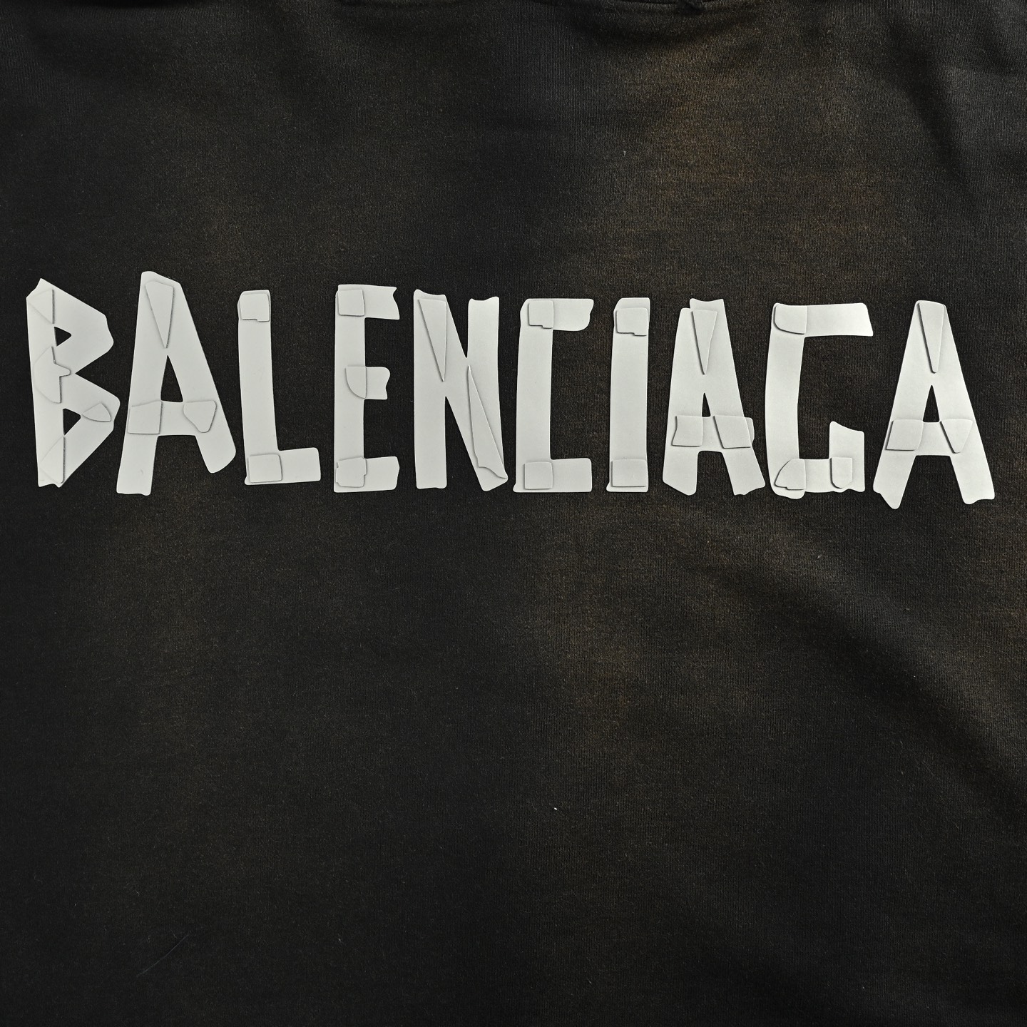 Balenciaga/巴黎世家 25Fw 立体胶带压胶水洗破洞连帽卫衣