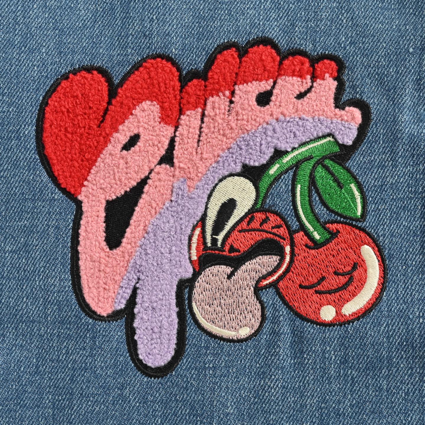 Gucci/古驰 樱桃刺绣牛仔拼接棒球服外套