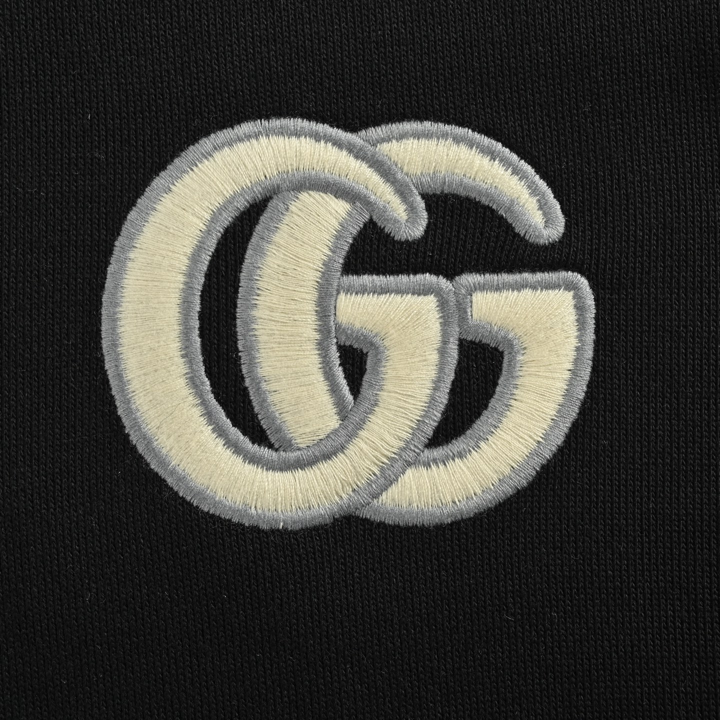 Gucci/古驰 25Fw 简约双G刺绣连帽卫衣黑色