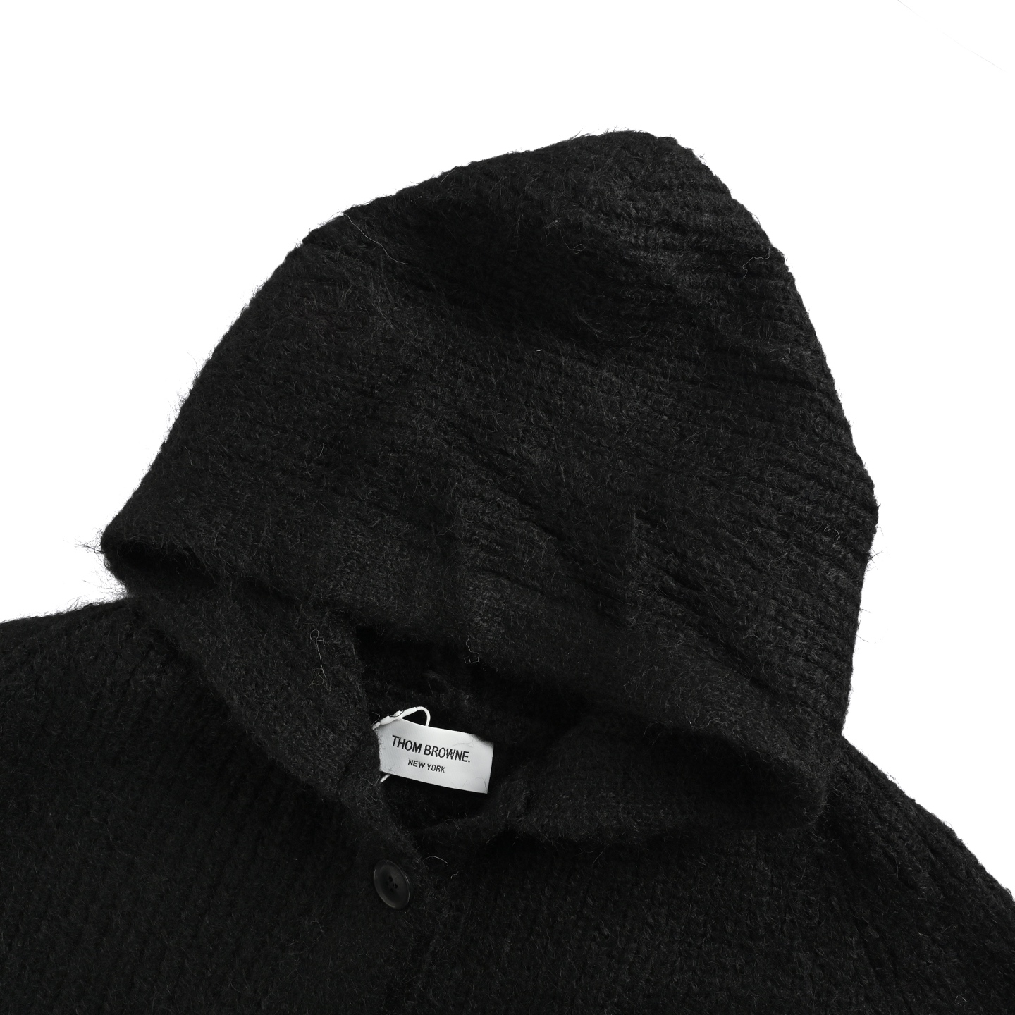 Thom Browne/汤姆布朗 25Fw 香肠狗条纹开衫连帽毛衣 黑色 米色