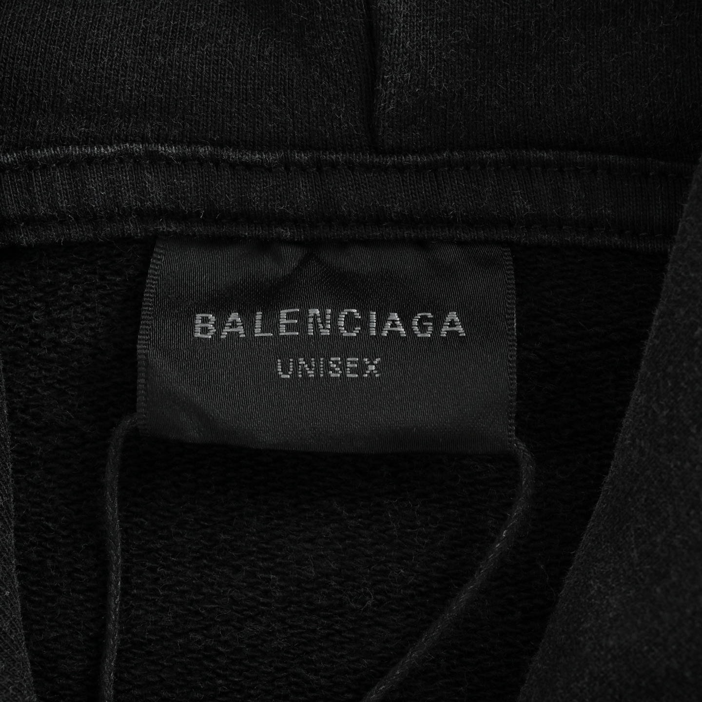 Balenciaga/巴黎世家 拼色字母印花水洗连帽卫衣洗水黑 花灰