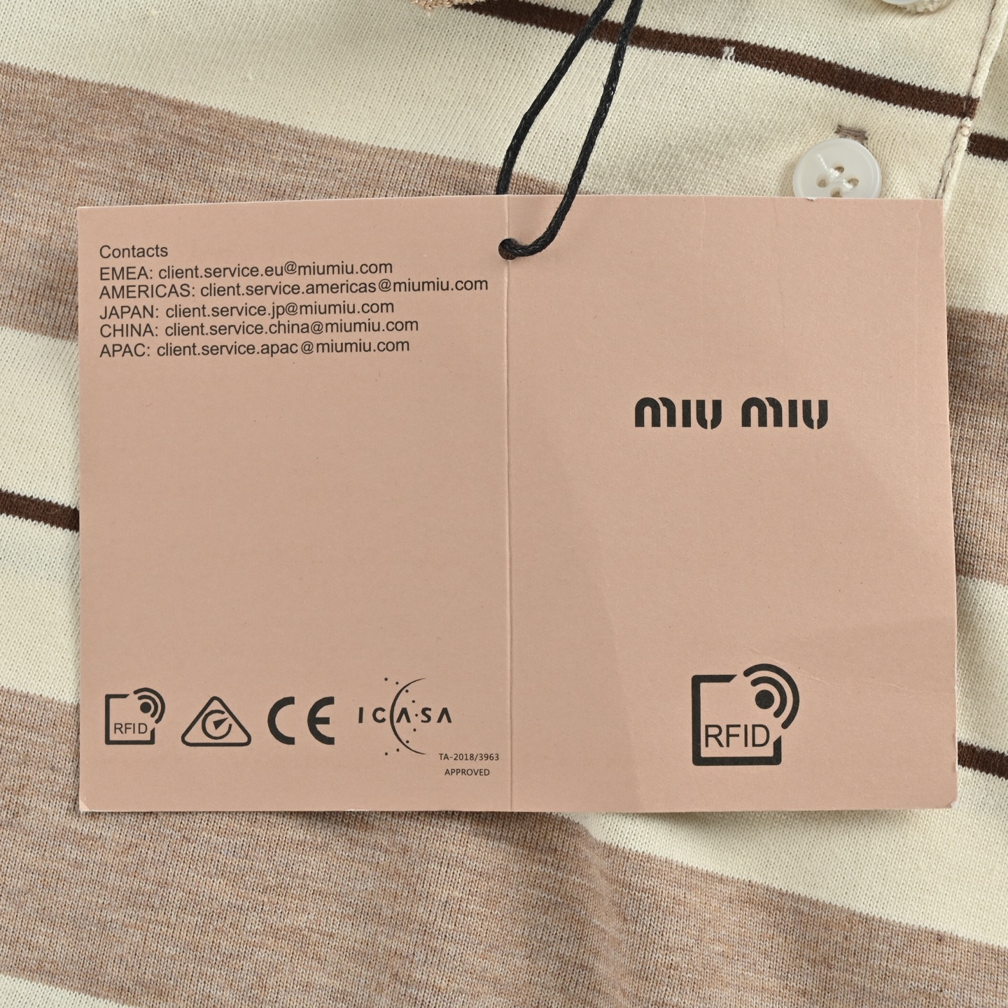 MIU MIU 25Fw MIU小标条纹POLO长袖