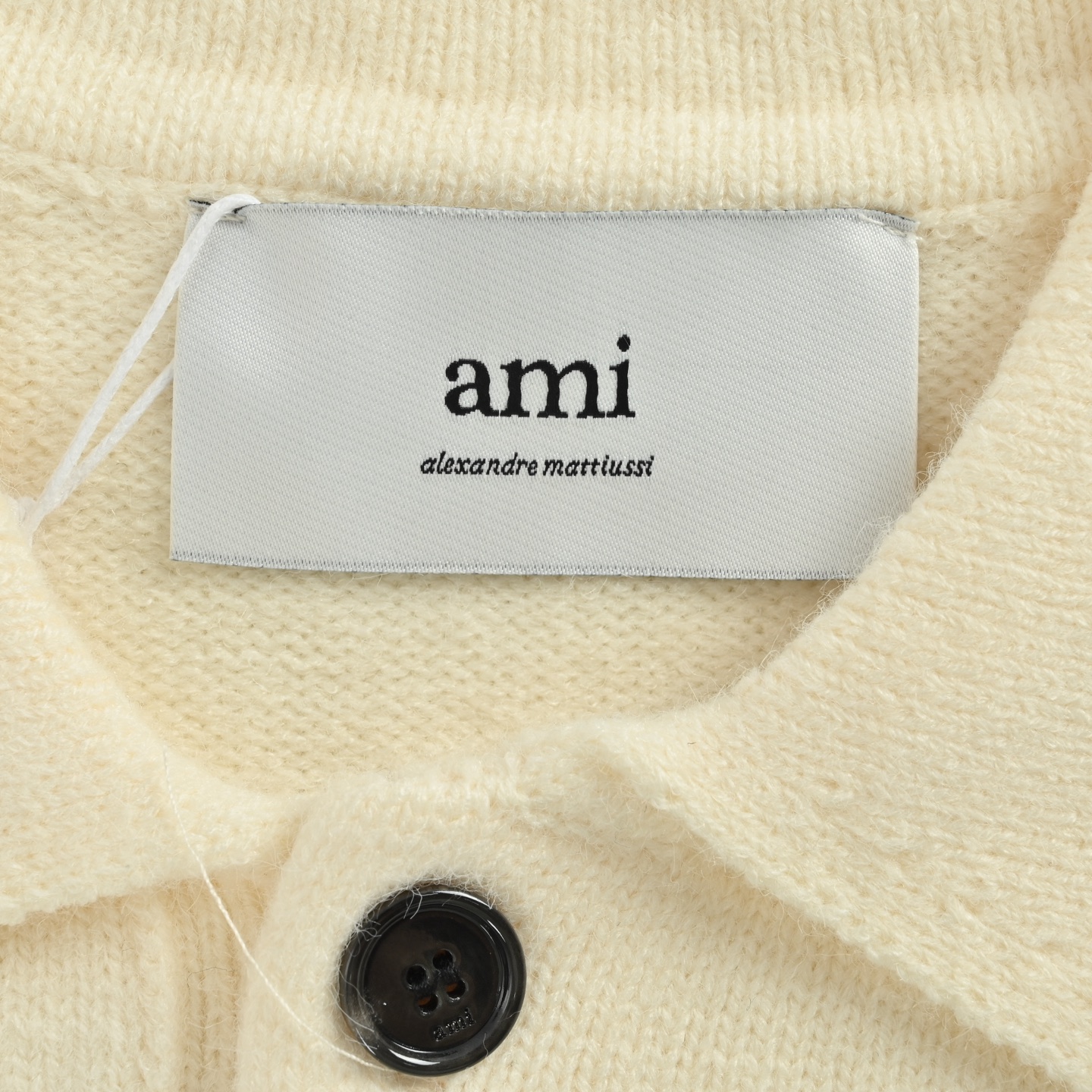 Ami Paris 爱心提花针织翻领Polo毛衣
