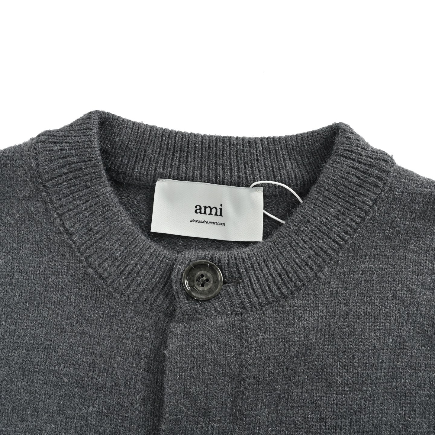 Ami Paris 爱心提花针织圆领开衫毛衣