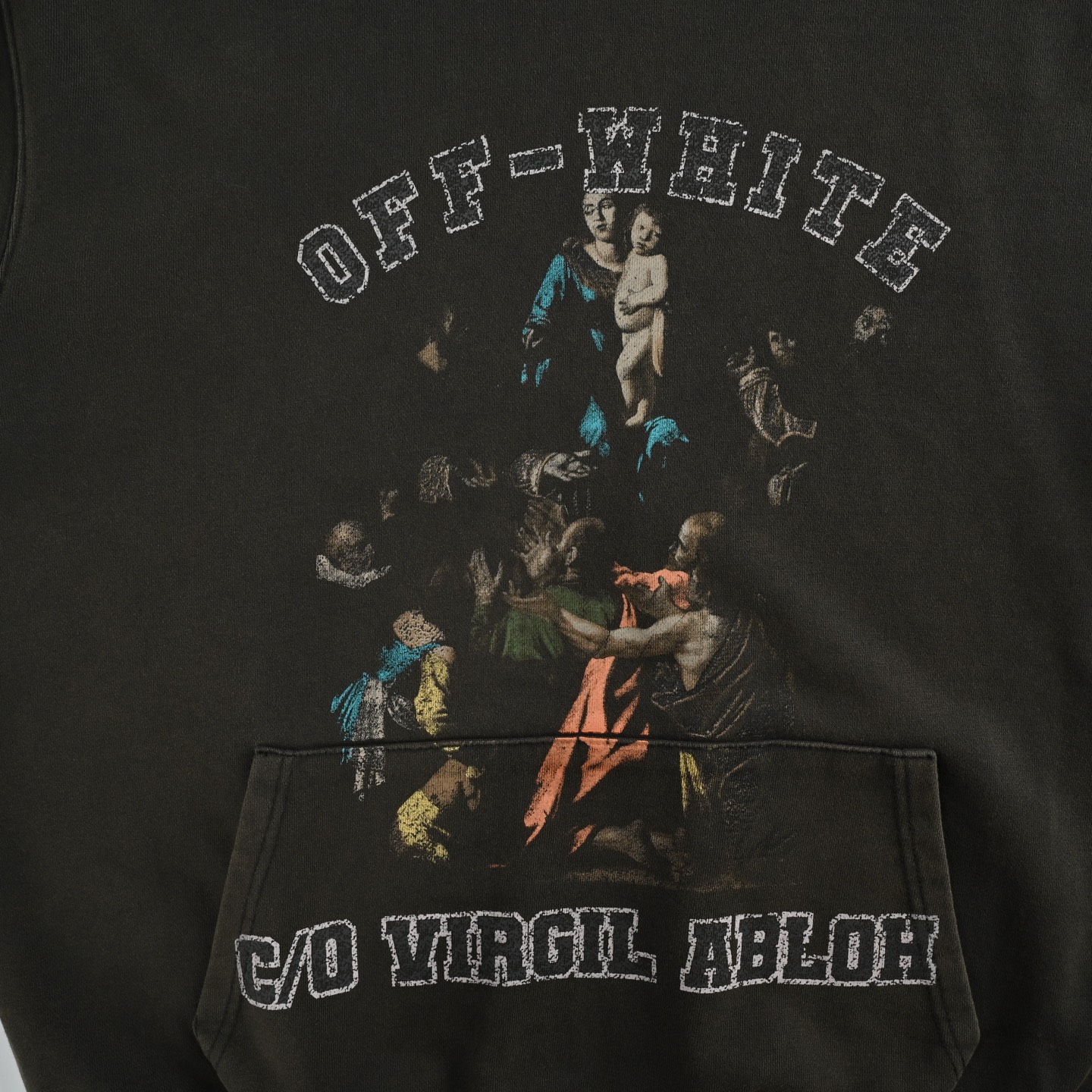 OFF WHITE CO VIRGIL 胸前圣咏圣母印花连帽卫衣-莆田鞋,莆田鞋货源,高仿鞋,高仿鞋货源,安福档口,莆田高仿鞋,莆田鞋批发,高仿鞋批发,莆田高仿运动鞋,高仿运动鞋,莆田运动鞋 OFF WHITE CO VIRGIL 胸前圣咏圣母印花连帽卫衣
