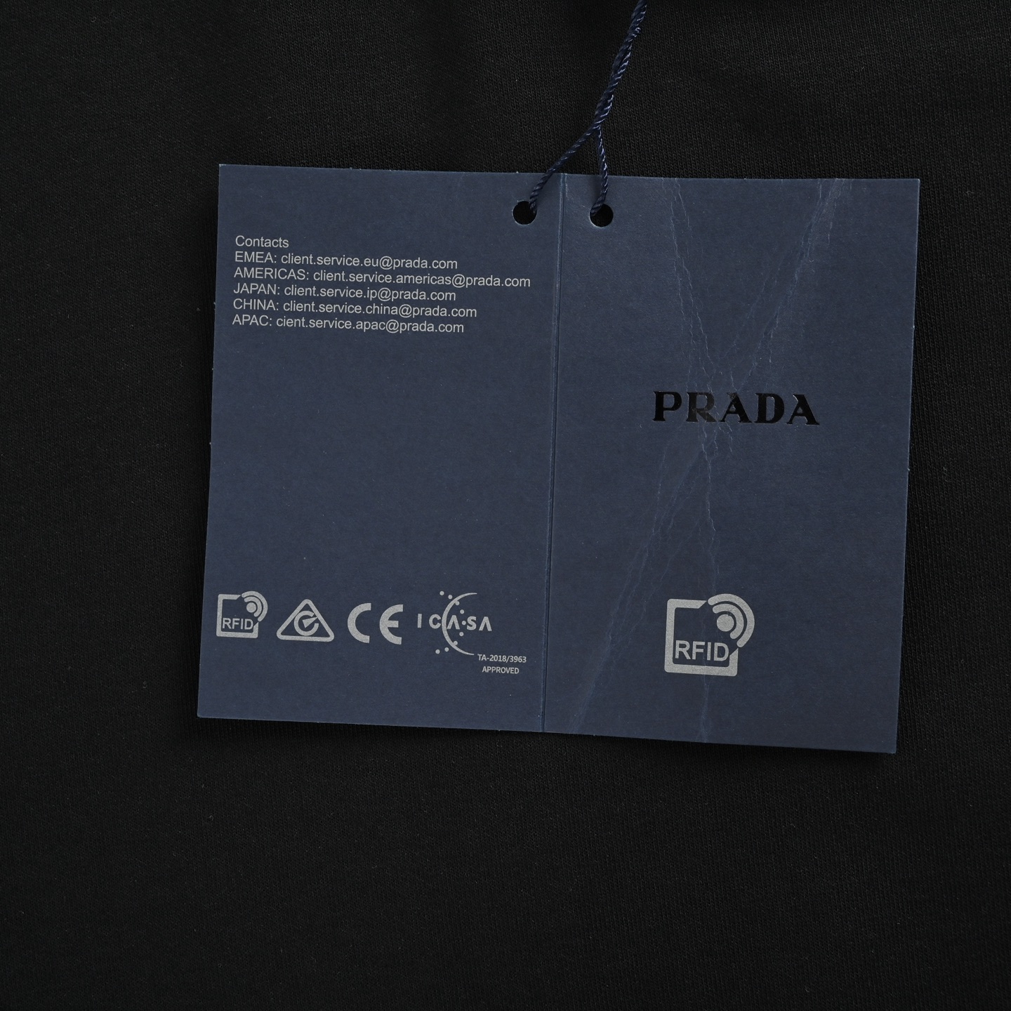 Prada/普拉达 三角标后背暗纹刺绣长袖T恤 黑色 白色