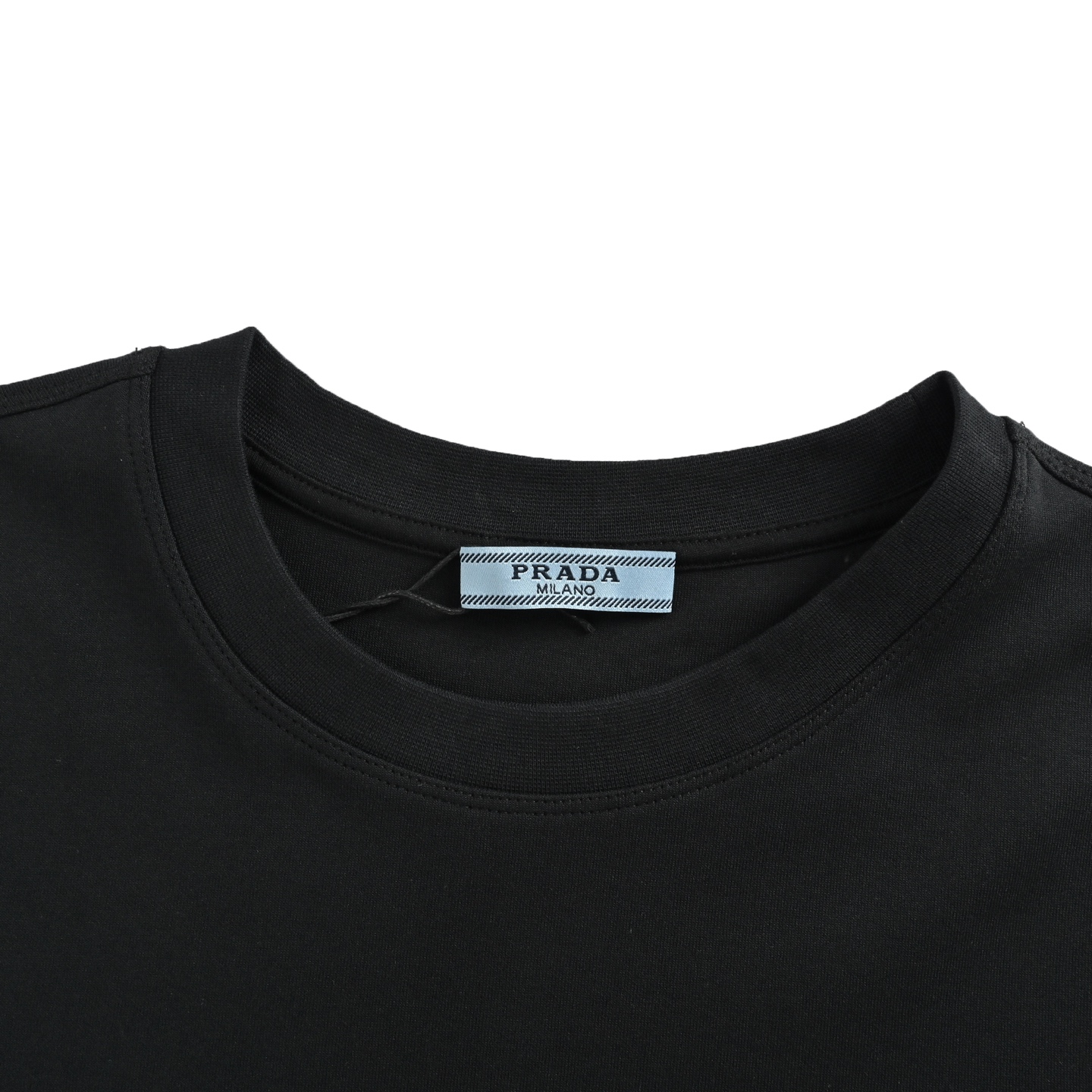 Prada/普拉达 胸口logo字母饰条刺绣长袖T恤