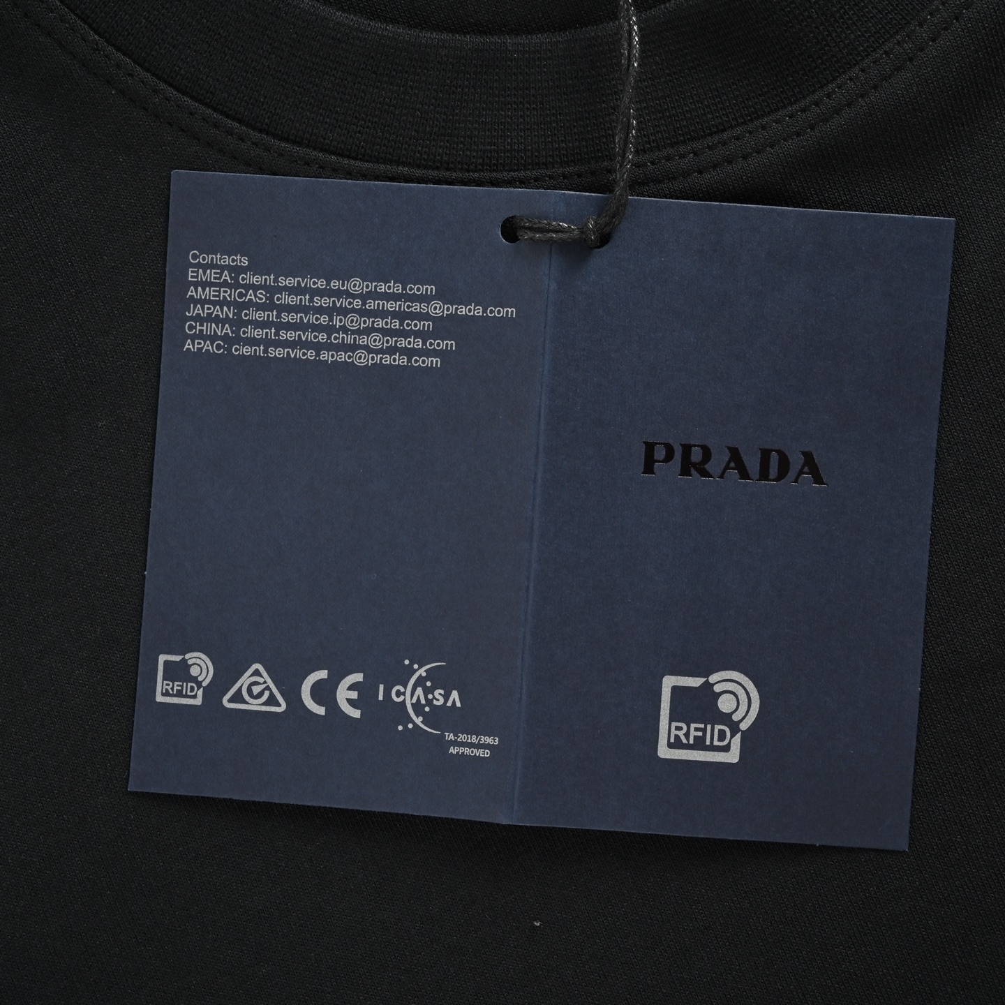Prada/普拉达 胸口logo字母饰条刺绣长袖T恤