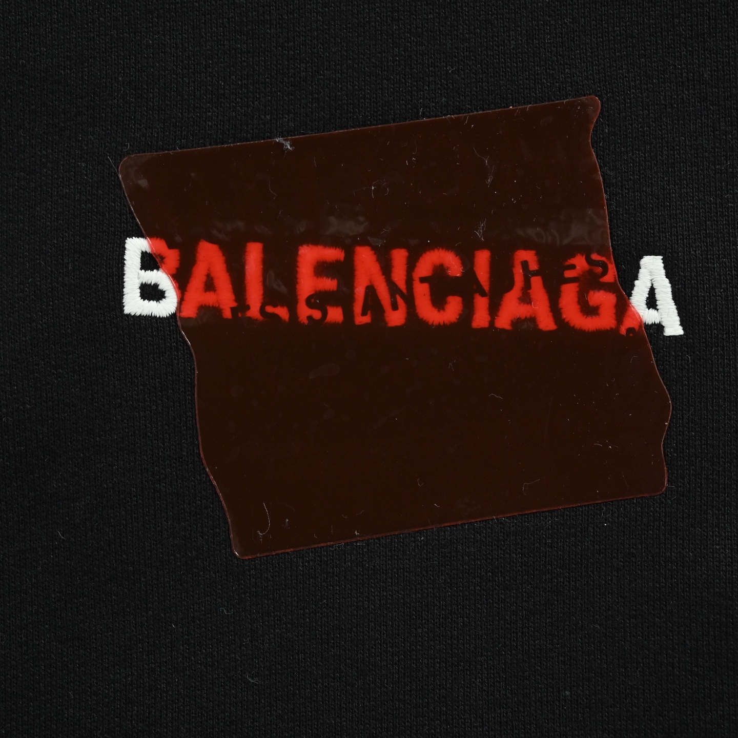 Balenciaga/巴黎世家 25Fw 刺绣胶带压胶连帽卫衣黑色 天兰