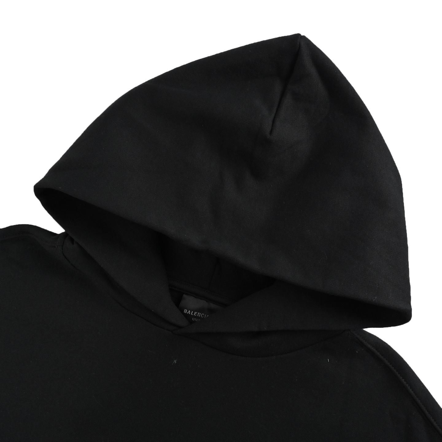 Balenciaga/巴黎世家 25Fw 刺绣胶带压胶连帽卫衣黑色 天兰