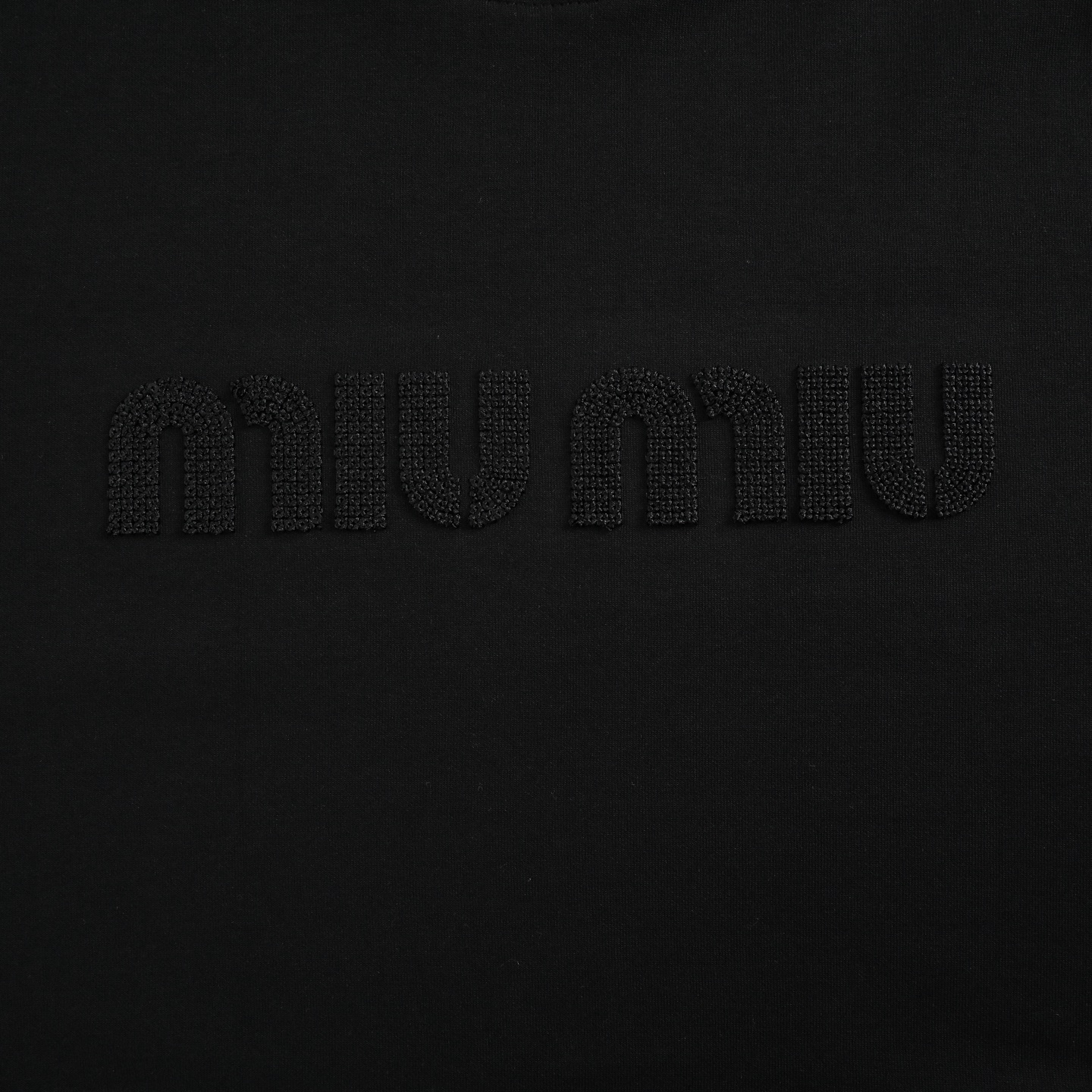 Miu Miu/缪缪 暗纹编织立体字母刺绣长袖T恤