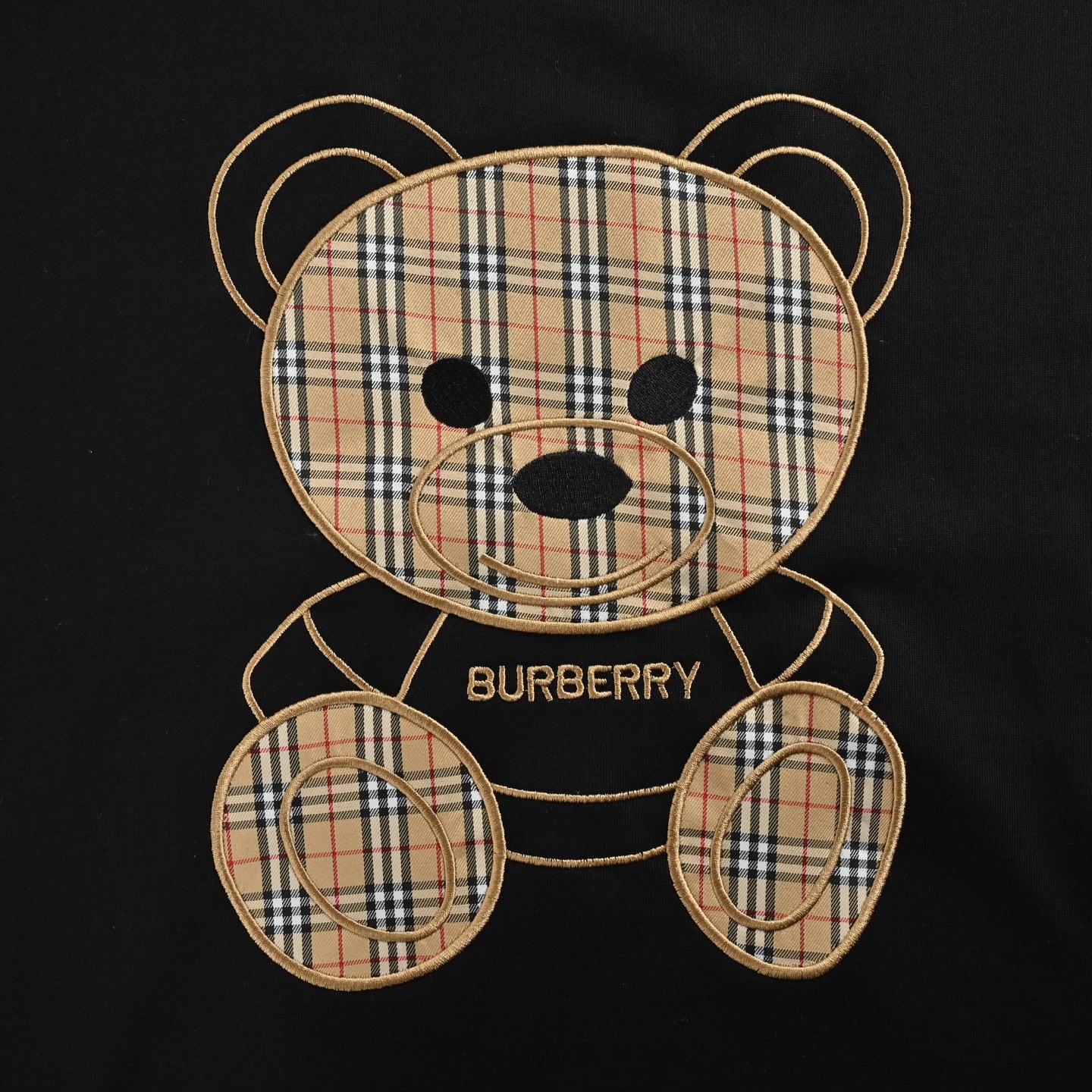 Burberry/巴宝莉 格纹刺绣小熊圆领卫衣