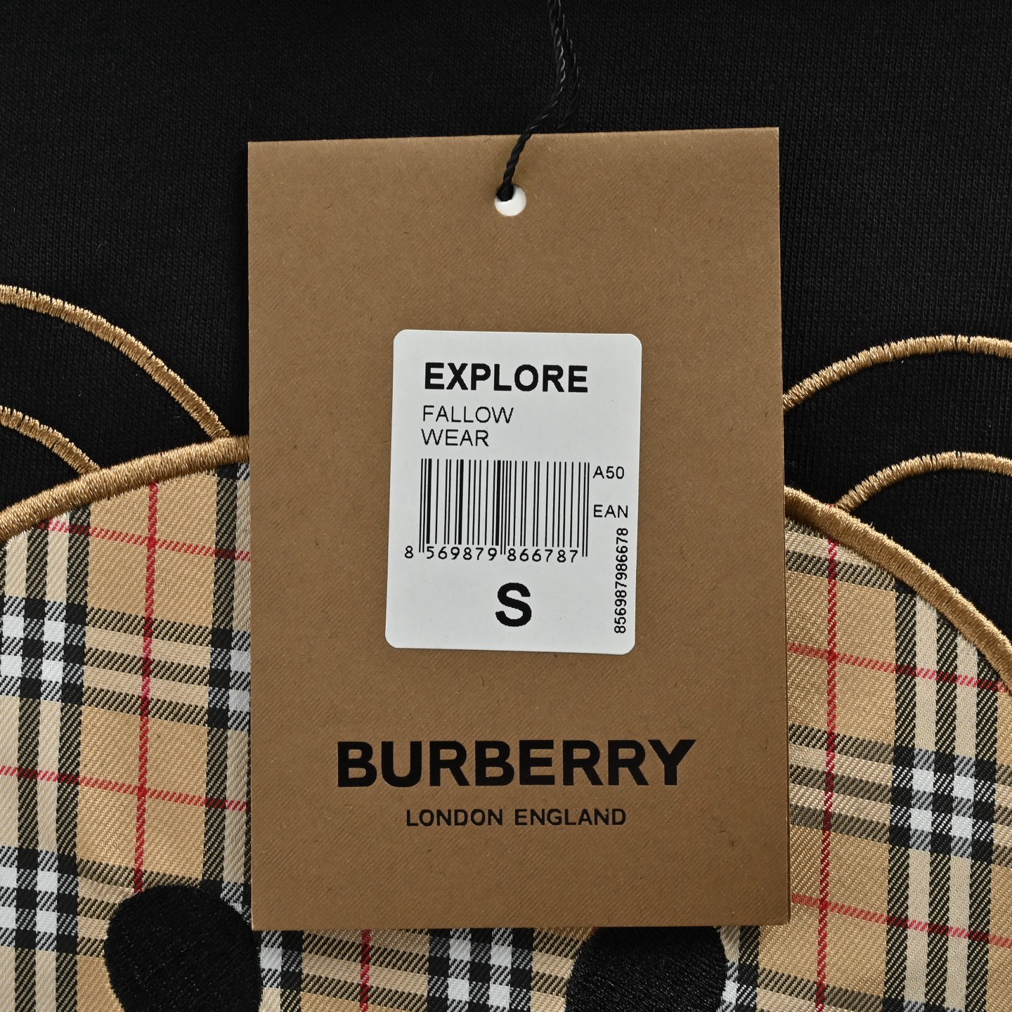 Burberry/巴宝莉 格纹刺绣小熊圆领卫衣
