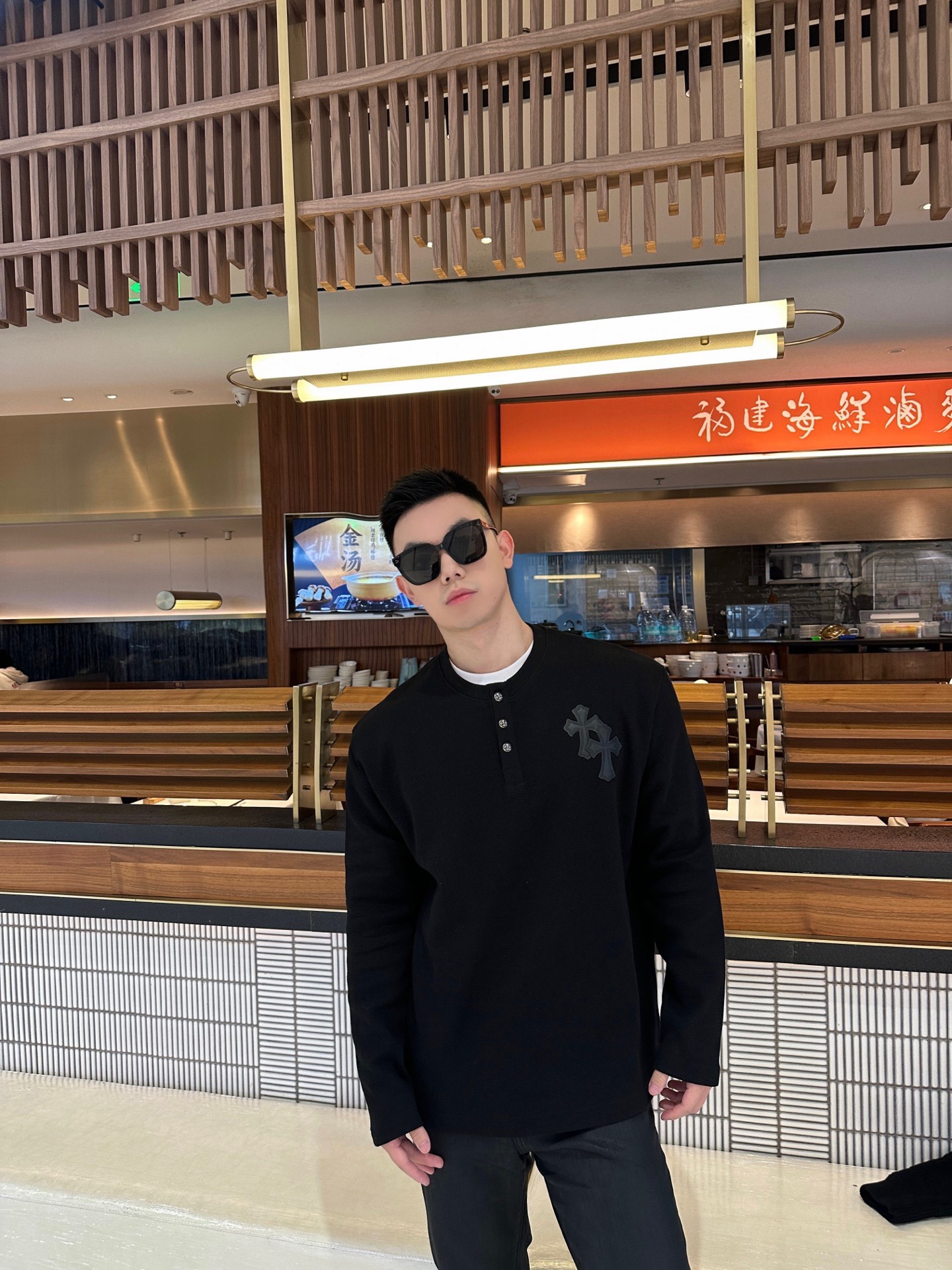 Chrome Hearts/克罗心 25Fw 十字皮标华夫格长袖上身效果#