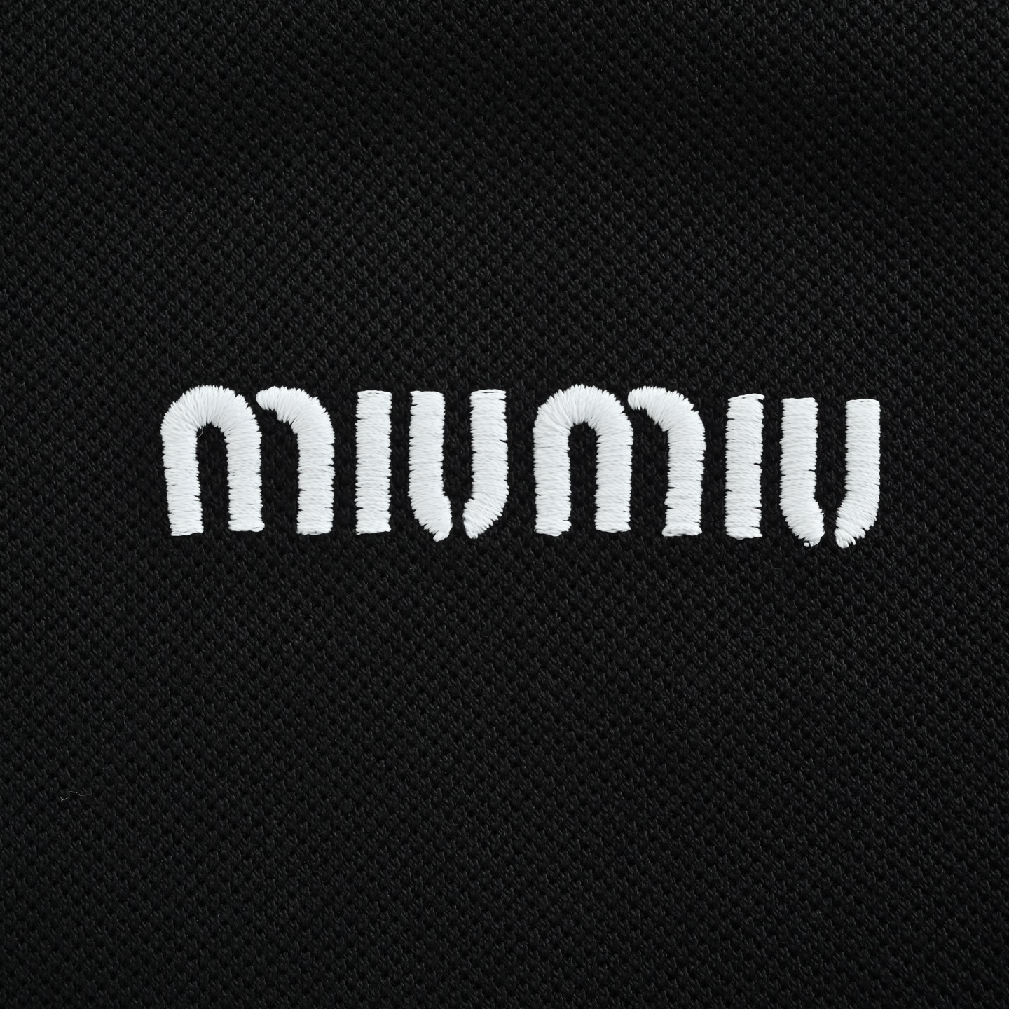 Miumiu/缪缪MM 经典小标刺绣长袖Polo T恤 藏青 黑