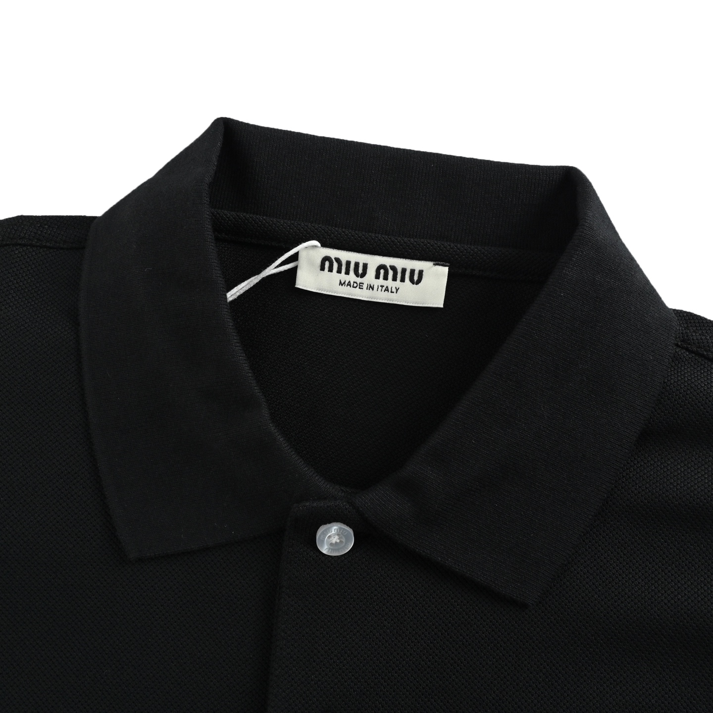 Miumiu/缪缪MM 经典小标刺绣长袖Polo T恤 藏青 黑
