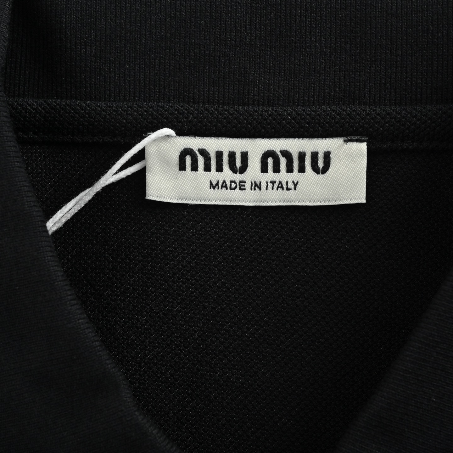 Miumiu/缪缪MM 经典小标刺绣长袖Polo T恤 藏青 黑