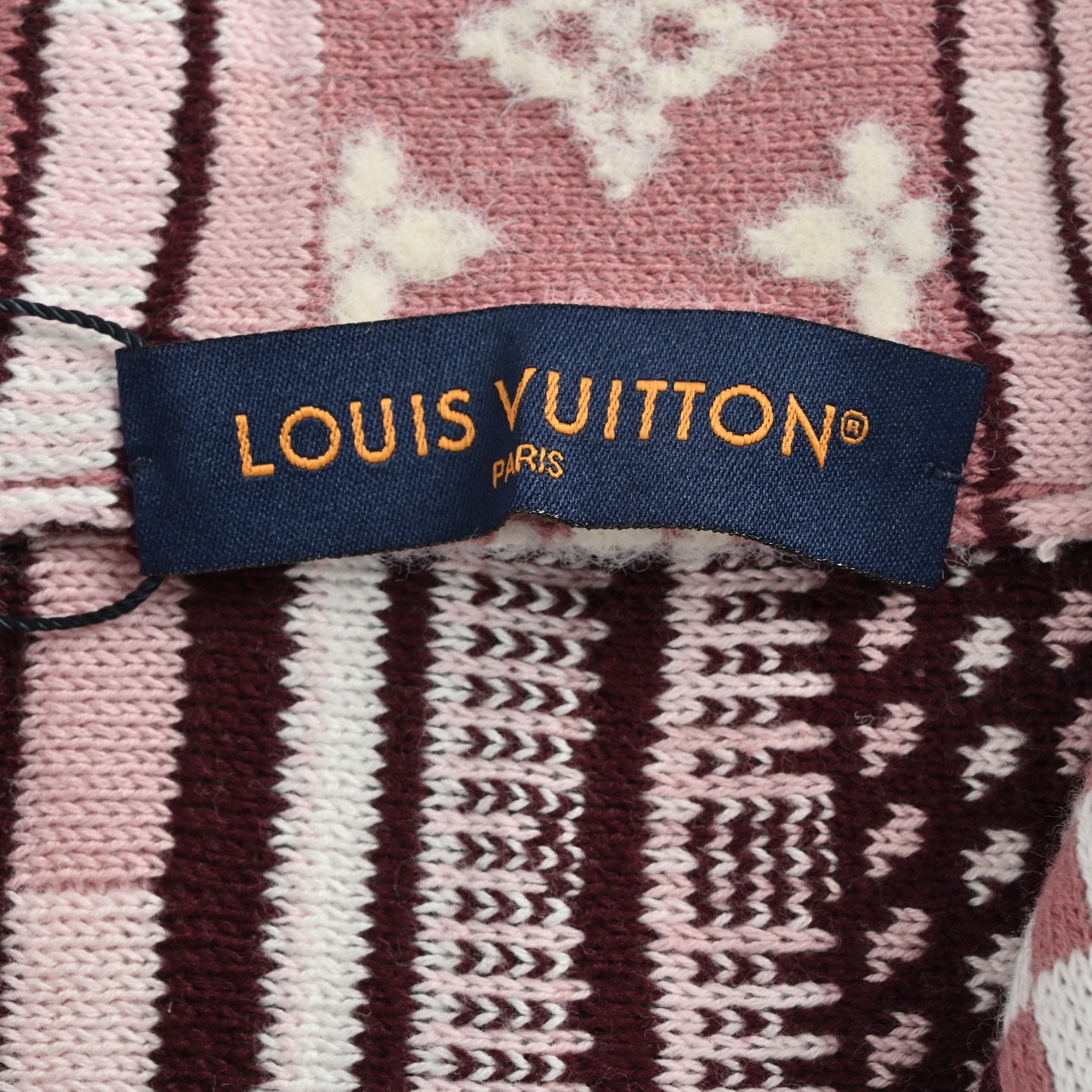 Louis Vuitton/路易威登 粉拼半拉链不规则提花针织毛衣