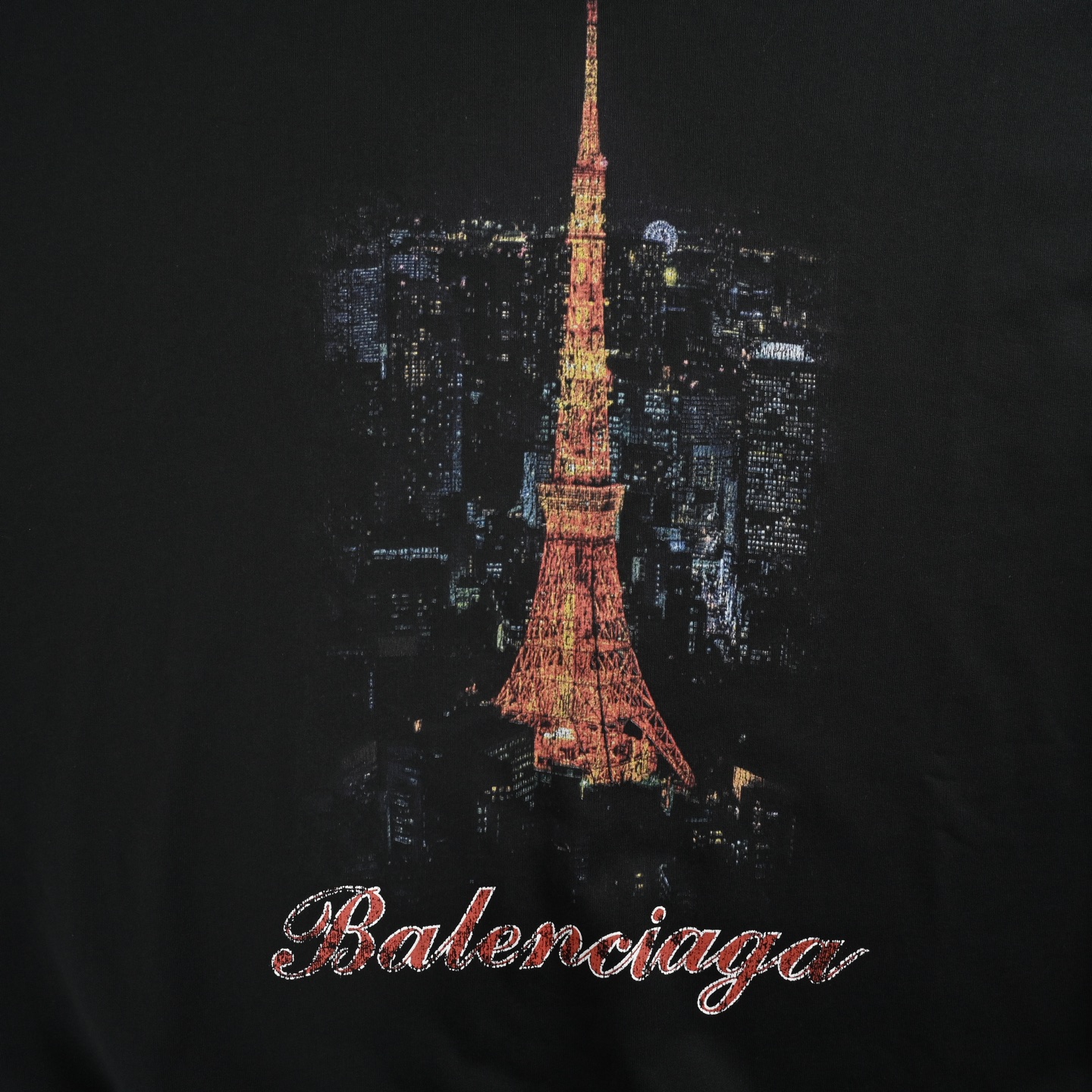 Balenciaga/巴黎世家 24Fw 铁塔夜景水洗做旧连帽卫衣
