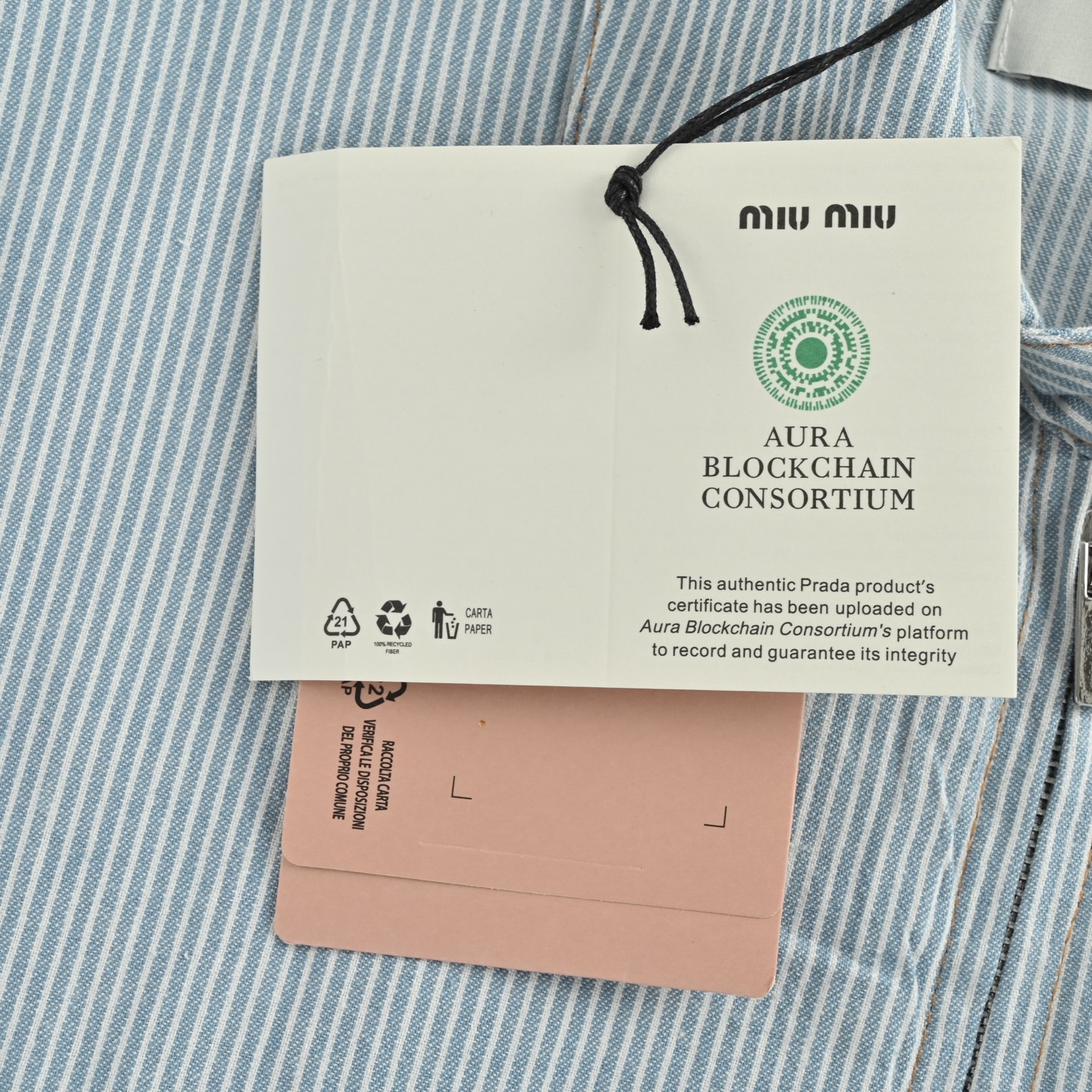 Miu Miu/缪缪 竖条纹夹克外套 220克色织洗水棉