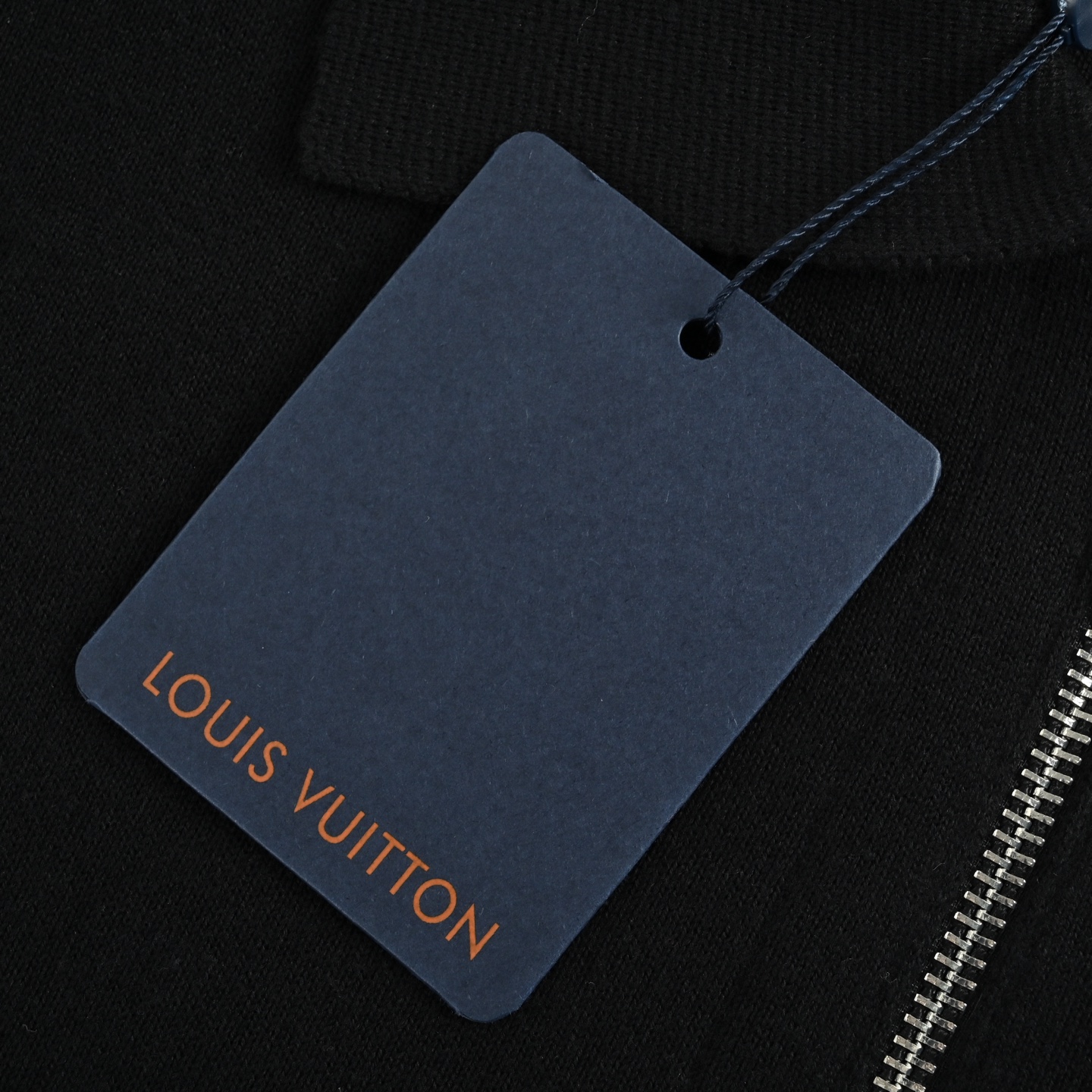 Louis Vuitton/路易威登 浮雕压纹字母logo拉链针织翻领外套黑色 藏蓝
