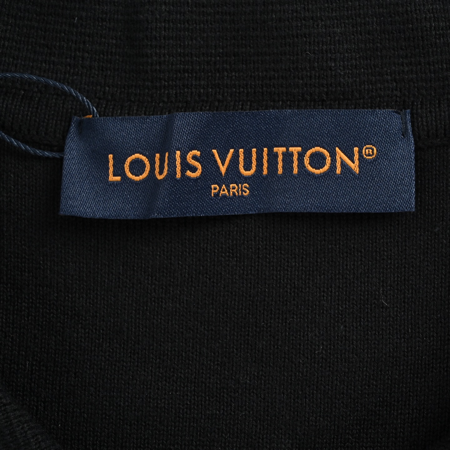 Louis Vuitton/路易威登 浮雕压纹字母logo拉链针织翻领外套黑色 藏蓝