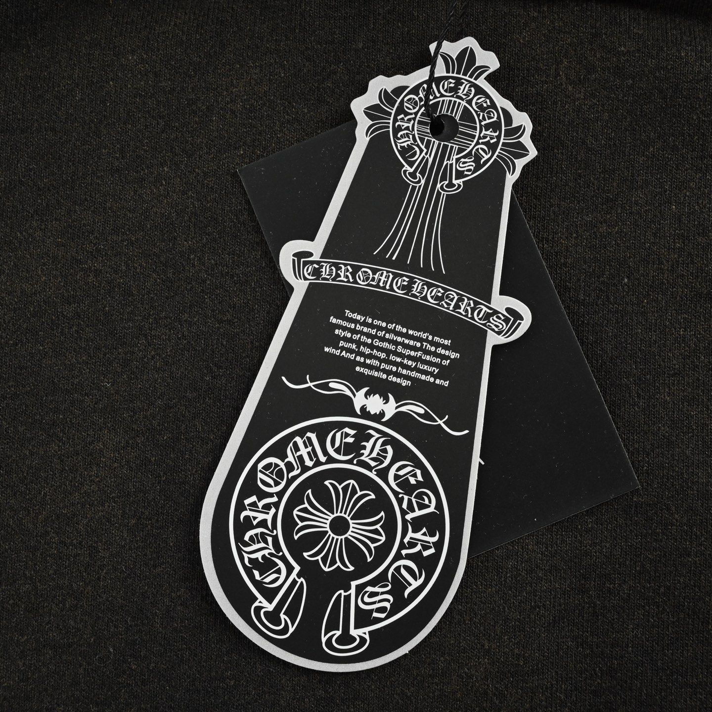 Chrome Hearts/克罗心 十字架标识贴布刺绣水洗烧花连帽卫衣 水洗黑 水洗白