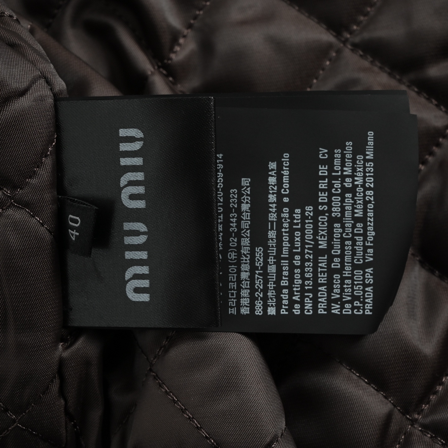 Miu Miu 25Fw Miu小标暗绿格纹棉服外套
