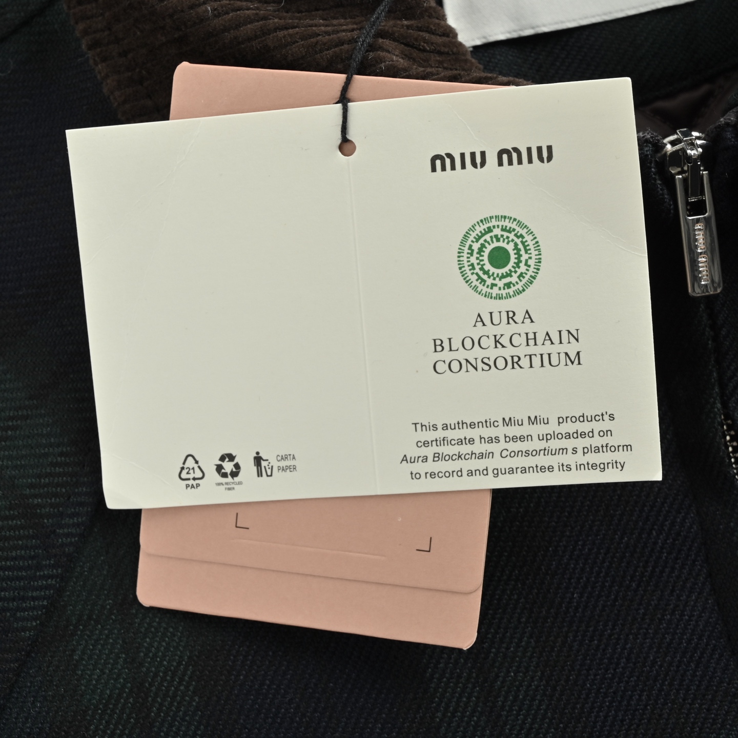 Miu Miu 25Fw Miu小标暗绿格纹棉服外套
