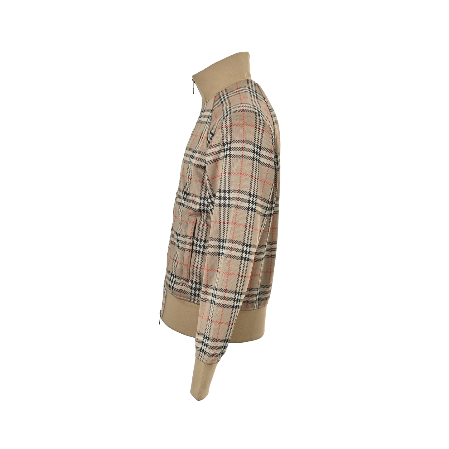 Burberry/巴宝莉 斜纹格纹羊毛混纺拉链针织外套