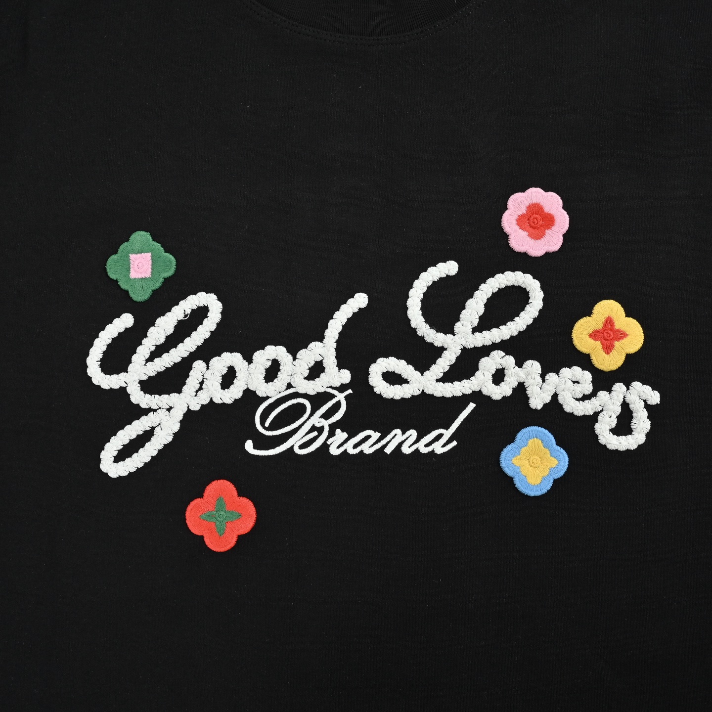 GOOD BRAND 立体小花刺绣长袖T恤 定织定染 水洗柔滑长绒棉
