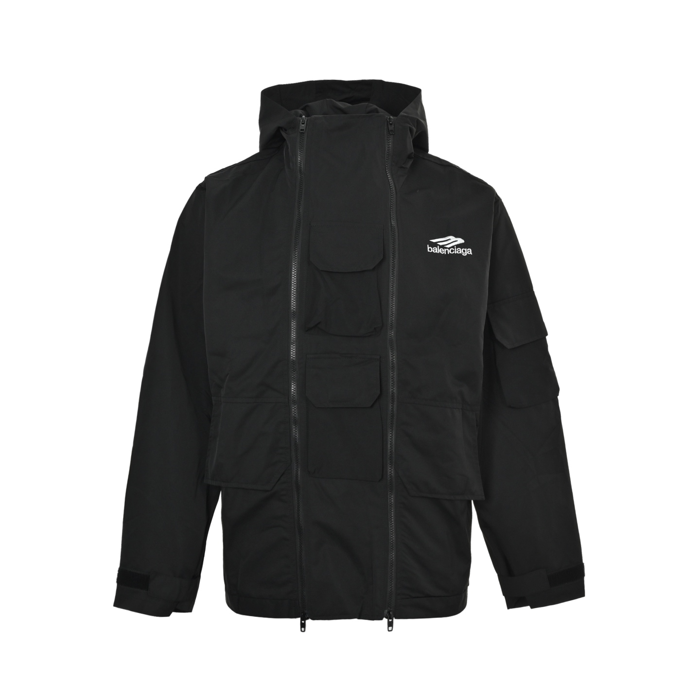 Balenciaga/巴黎世家3Bsporty双拉链黑色夹克冲锋衣外套