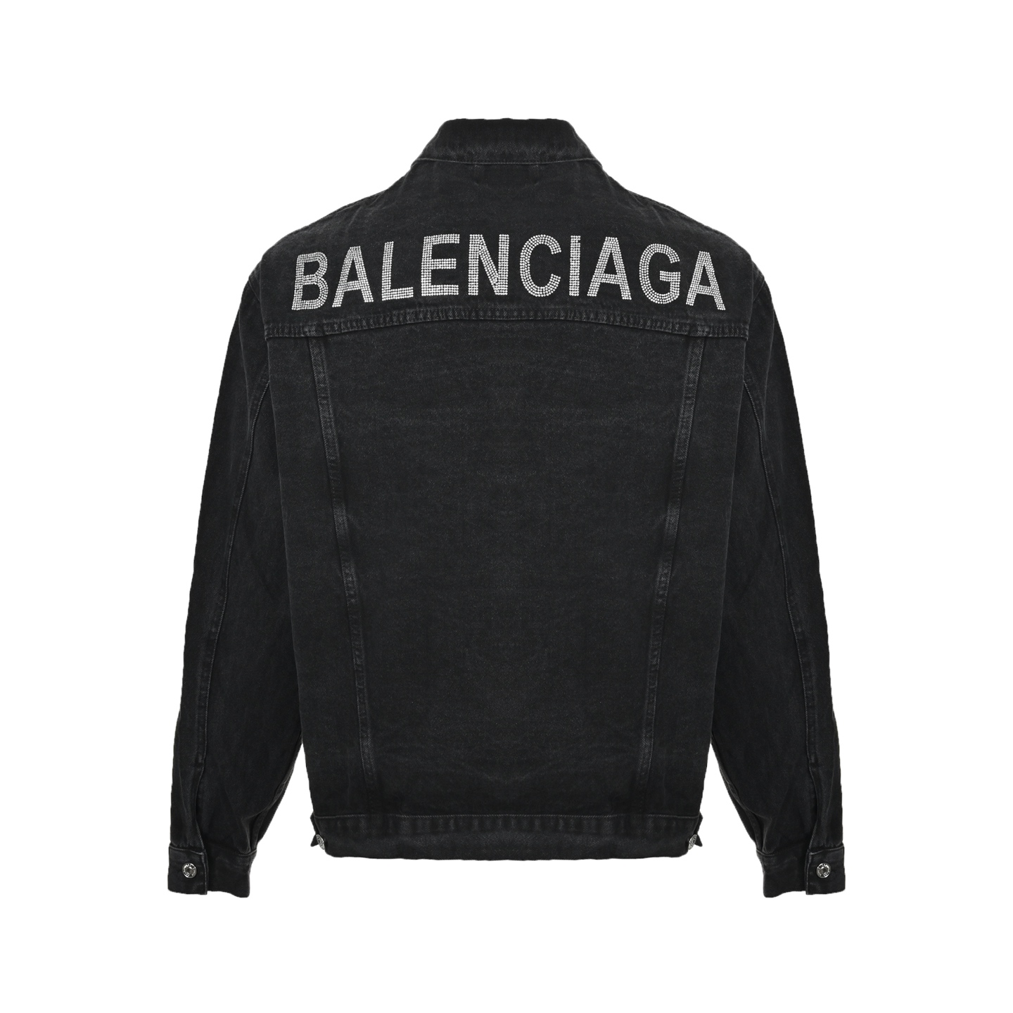 Balenciaga/巴黎世家 后背烫钻logo牛仔外套 黑色牛仔外套