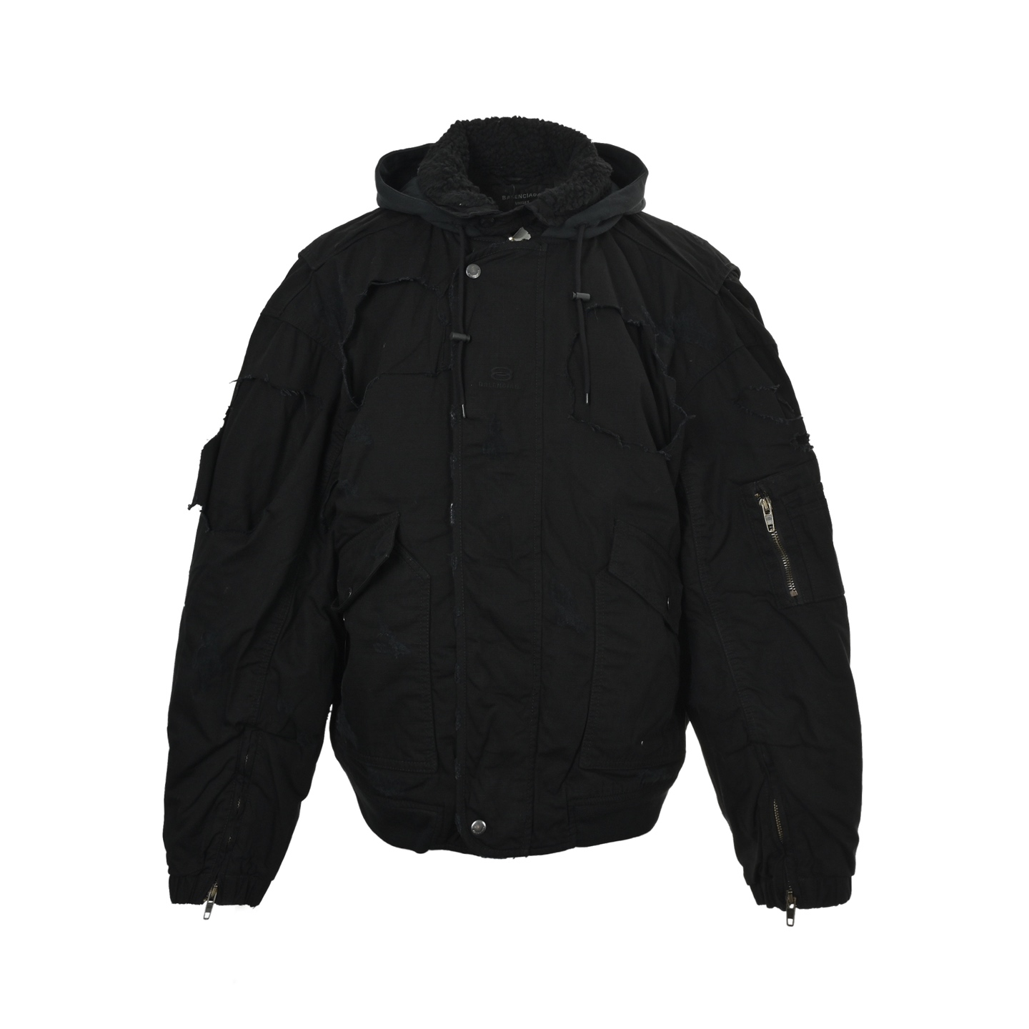 Balenciaga/巴黎世家bomber破洞连帽棉服