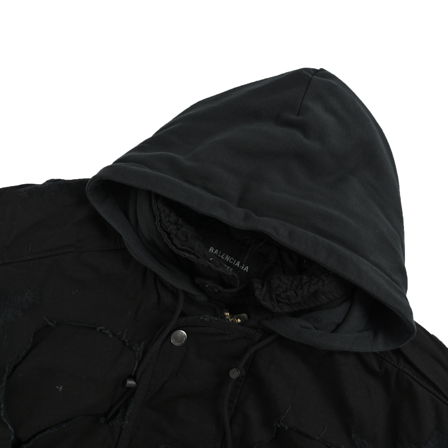 Balenciaga/巴黎世家bomber破洞连帽棉服