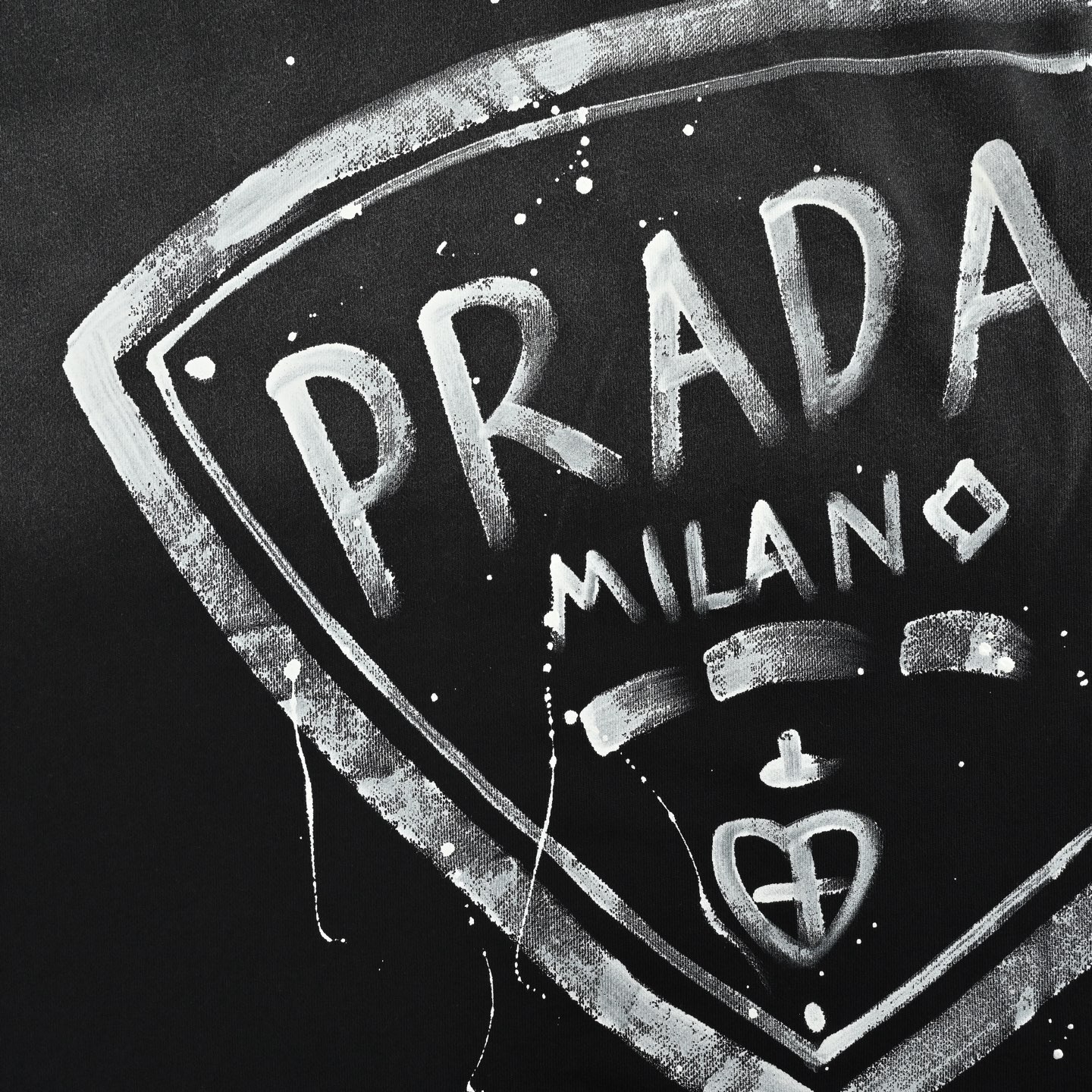 Prada/普拉达 水洗手绘字母字母圆领卫衣 定制高克重