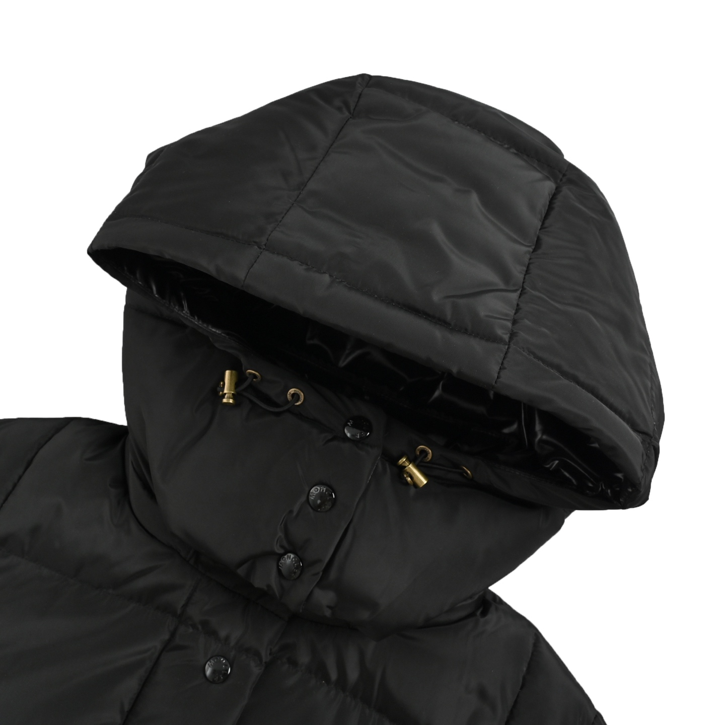 Moncler/蒙口 黑巧白巧Litte方形绗缝长款连帽羽绒服