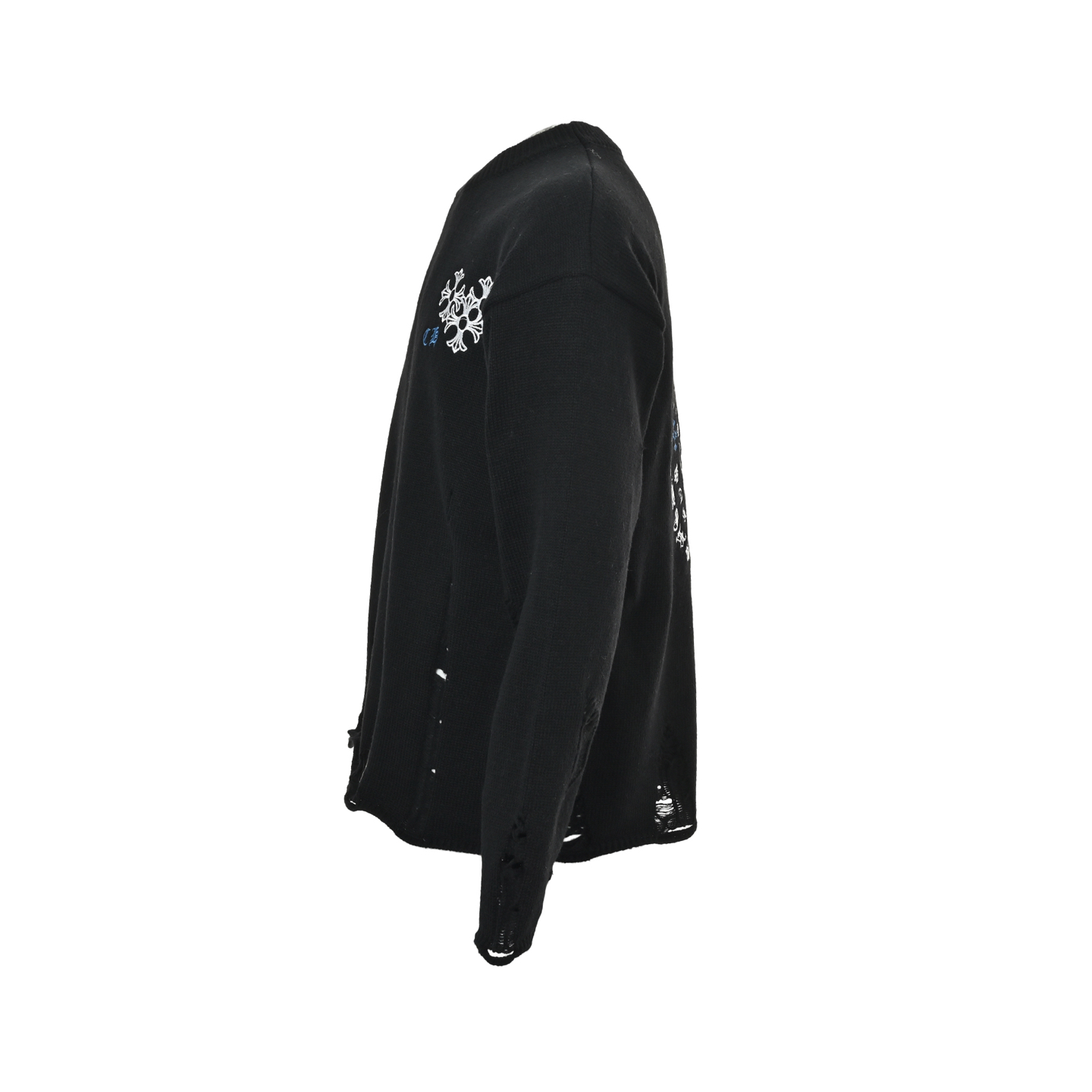 Chrome Hearts/克罗心 刺绣圆盘梵文十字架破洞毛衣