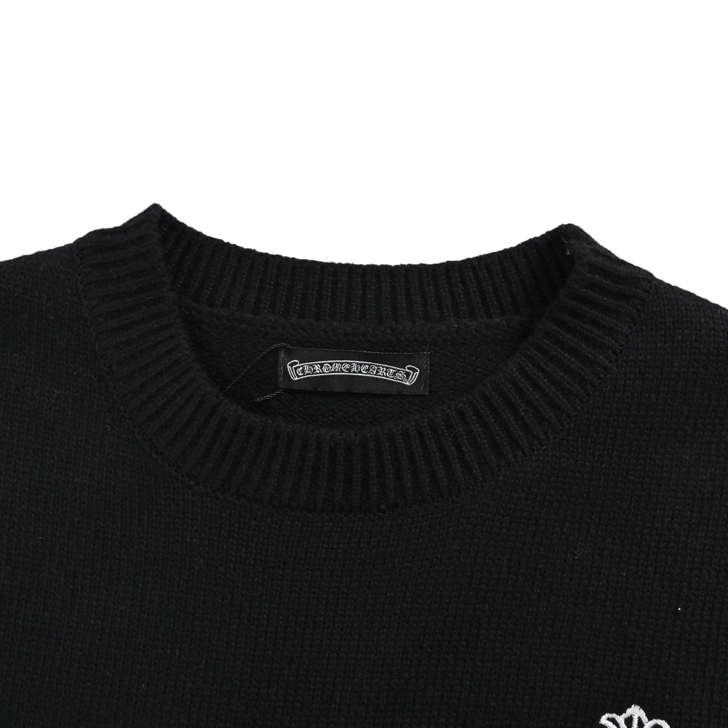 Chrome Hearts/克罗心 刺绣圆盘梵文十字架破洞毛衣