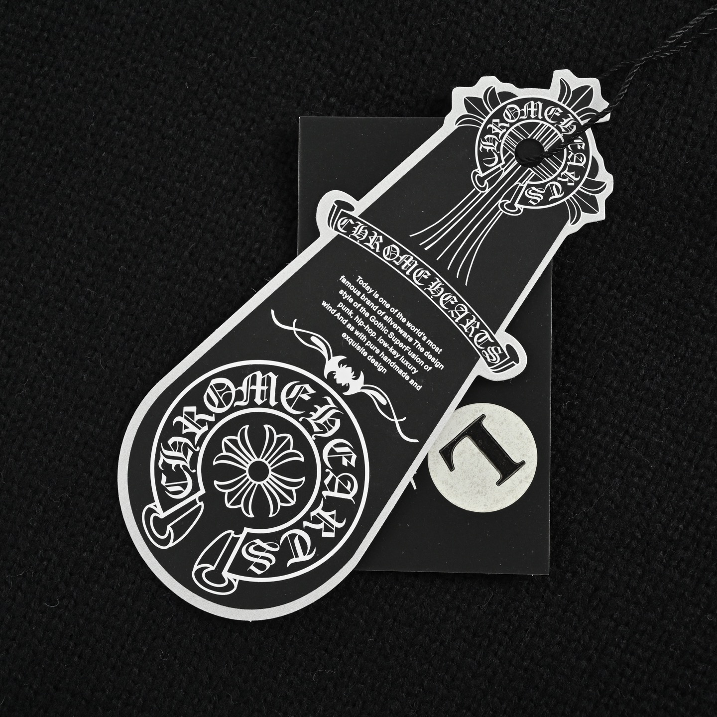 Chrome Hearts/克罗心 刺绣圆盘梵文十字架破洞毛衣