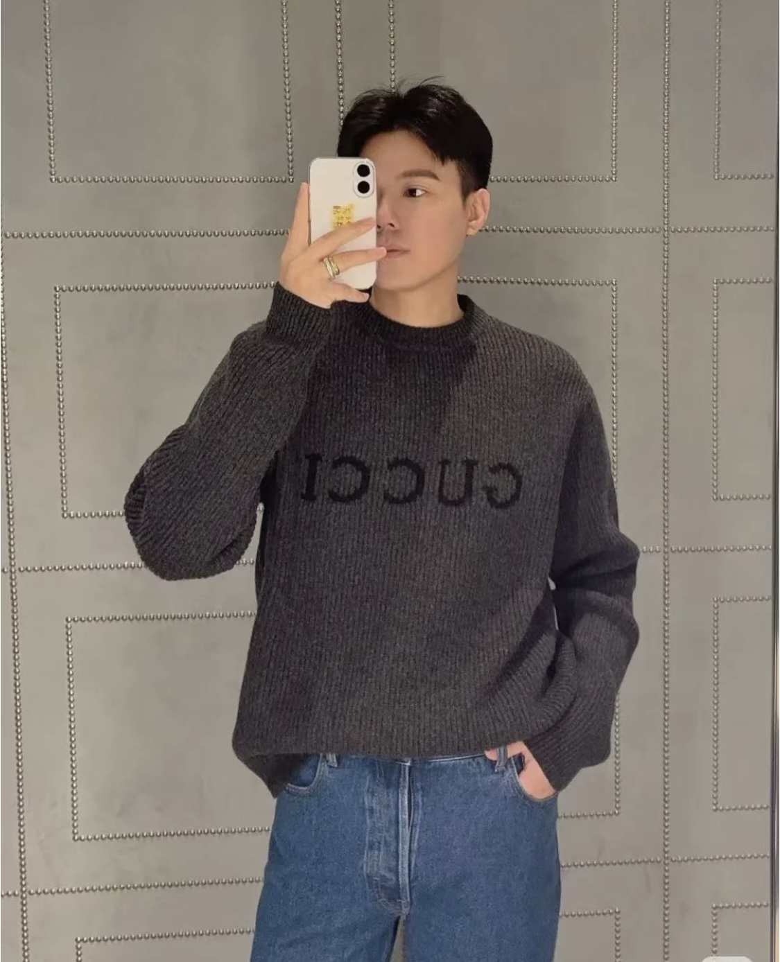 Gucci/古驰 25Fw 提花字母粗针毛衣上身效果#