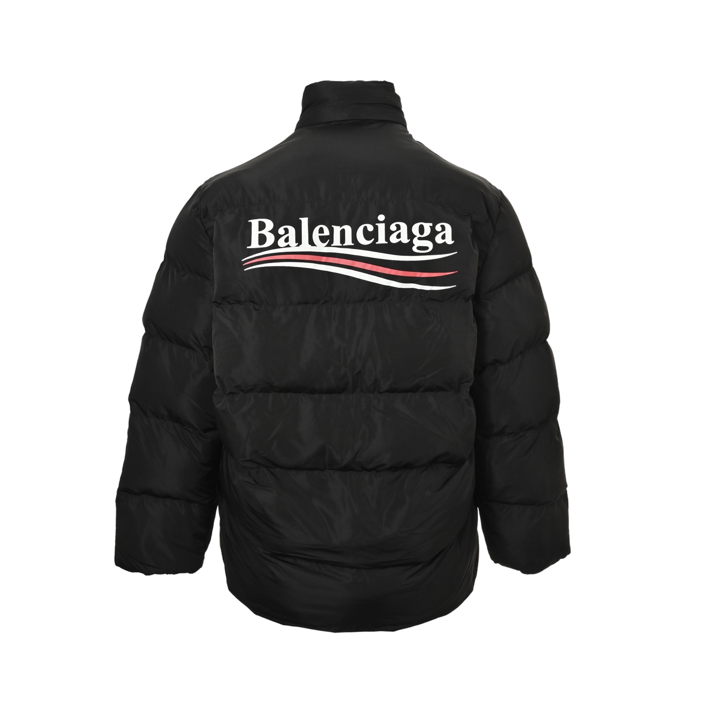Balenciaga/巴黎世家 经典可乐海浪印花茧型棉服外套 黑色