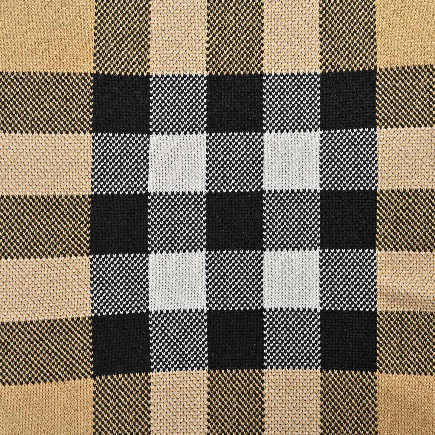 Burberry/巴宝莉 格纹拼条条纹针织毛衣 卡其