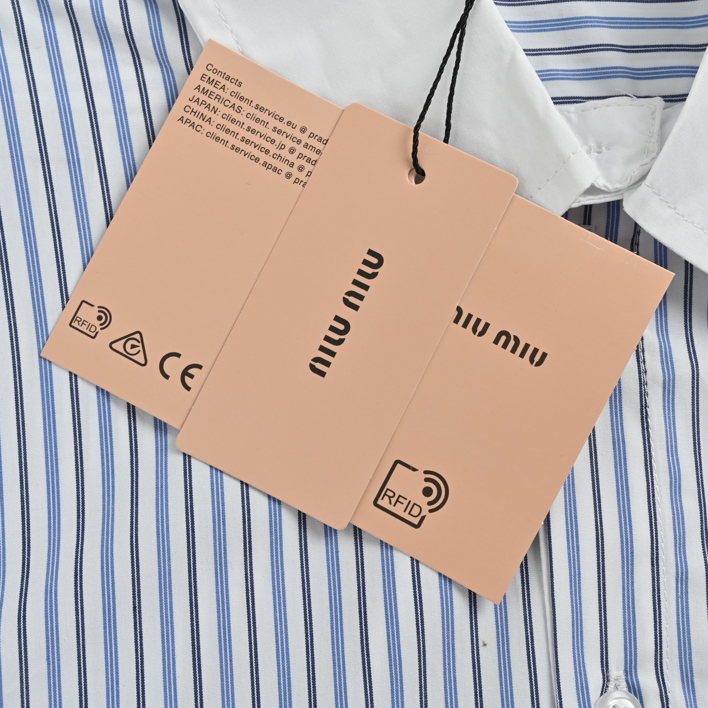 Miu Miu/缪缪 字母刺绣条纹衬衫