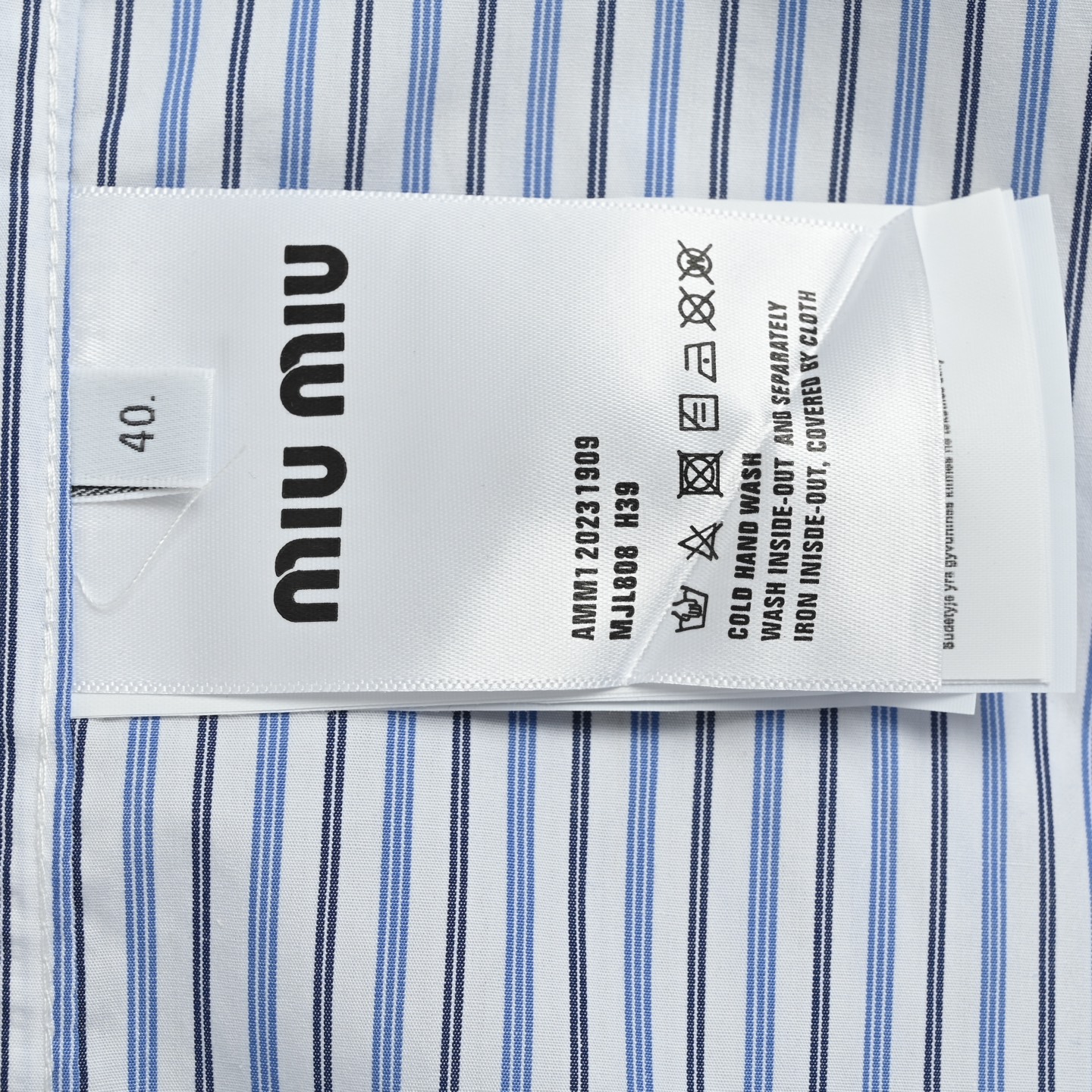 Miu Miu/缪缪 字母刺绣条纹衬衫
