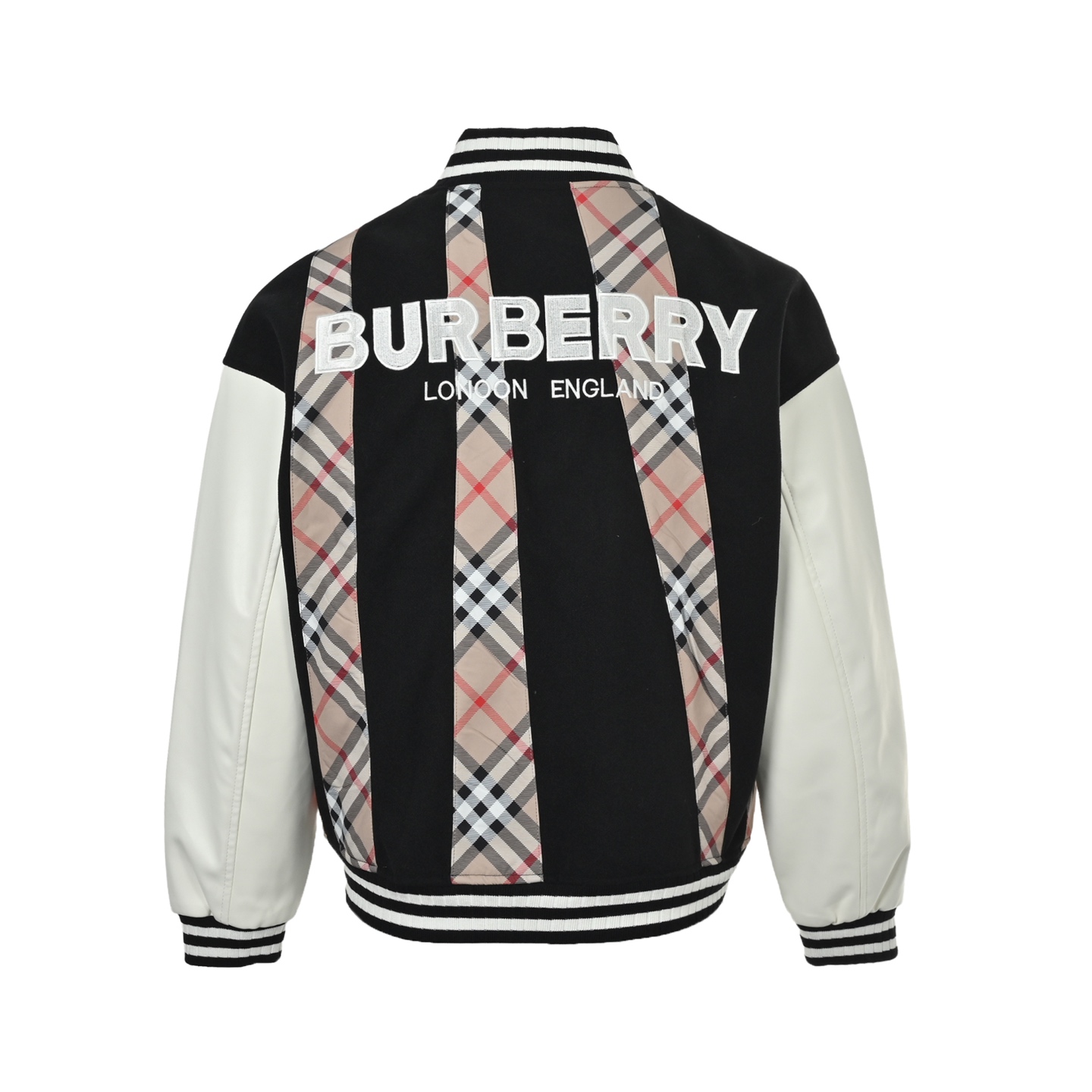 Burberry/巴宝莉 格纹战马刺绣拼接棒球服夹克外套